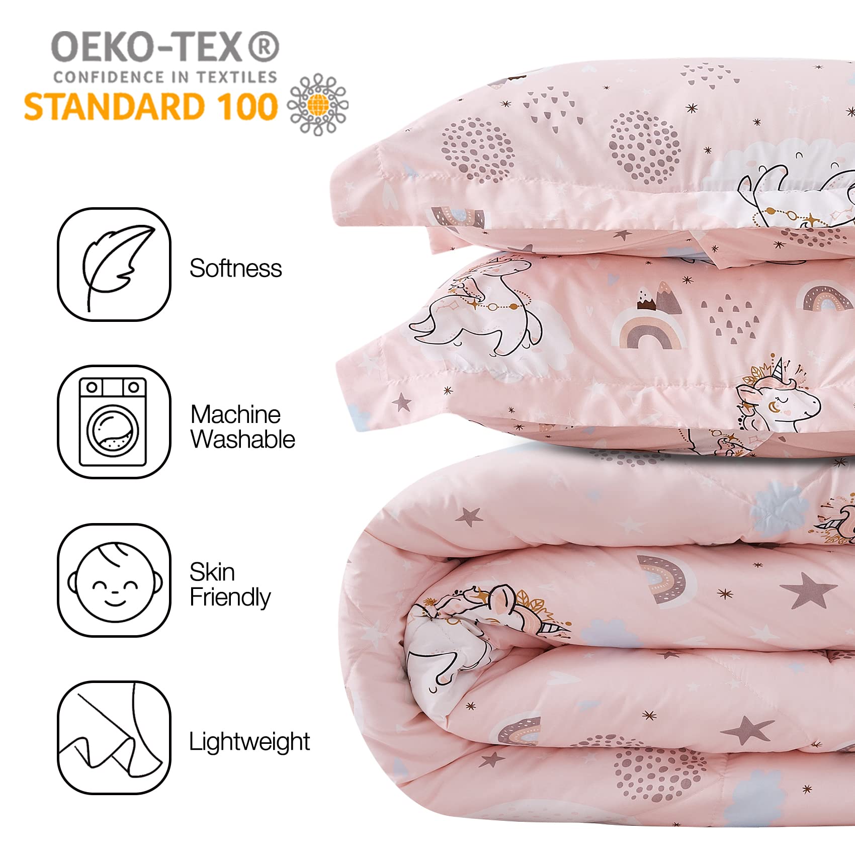 Foto 4 pulgar | Juego De Edredón Jsd Pink Unicorn Kids, Tamaño Doble, 2 Piezas - Venta Internacional.