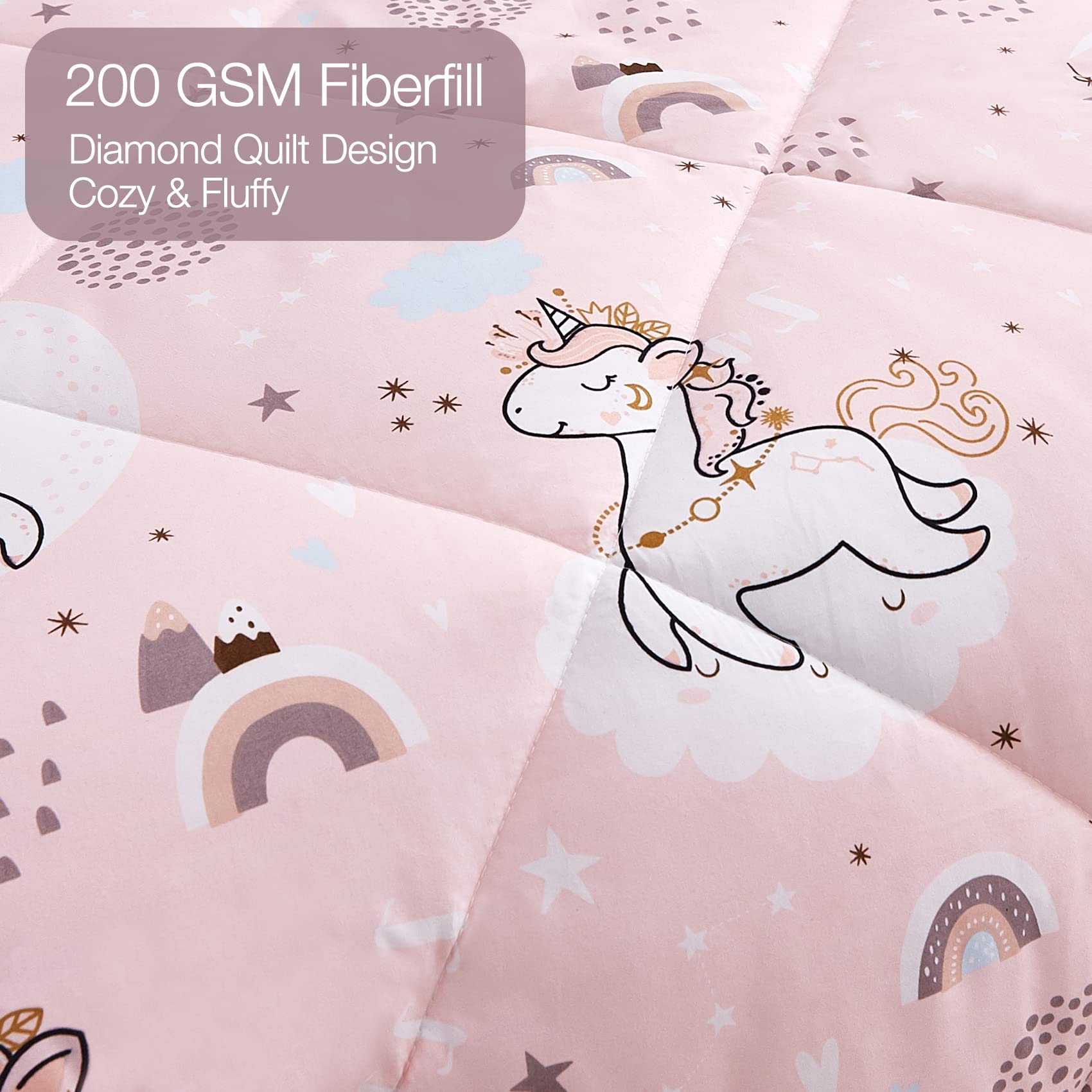 Foto 4 | Juego De Edredón Jsd Pink Unicorn Kids, Tamaño Doble, 2 Piezas - Venta Internacional.