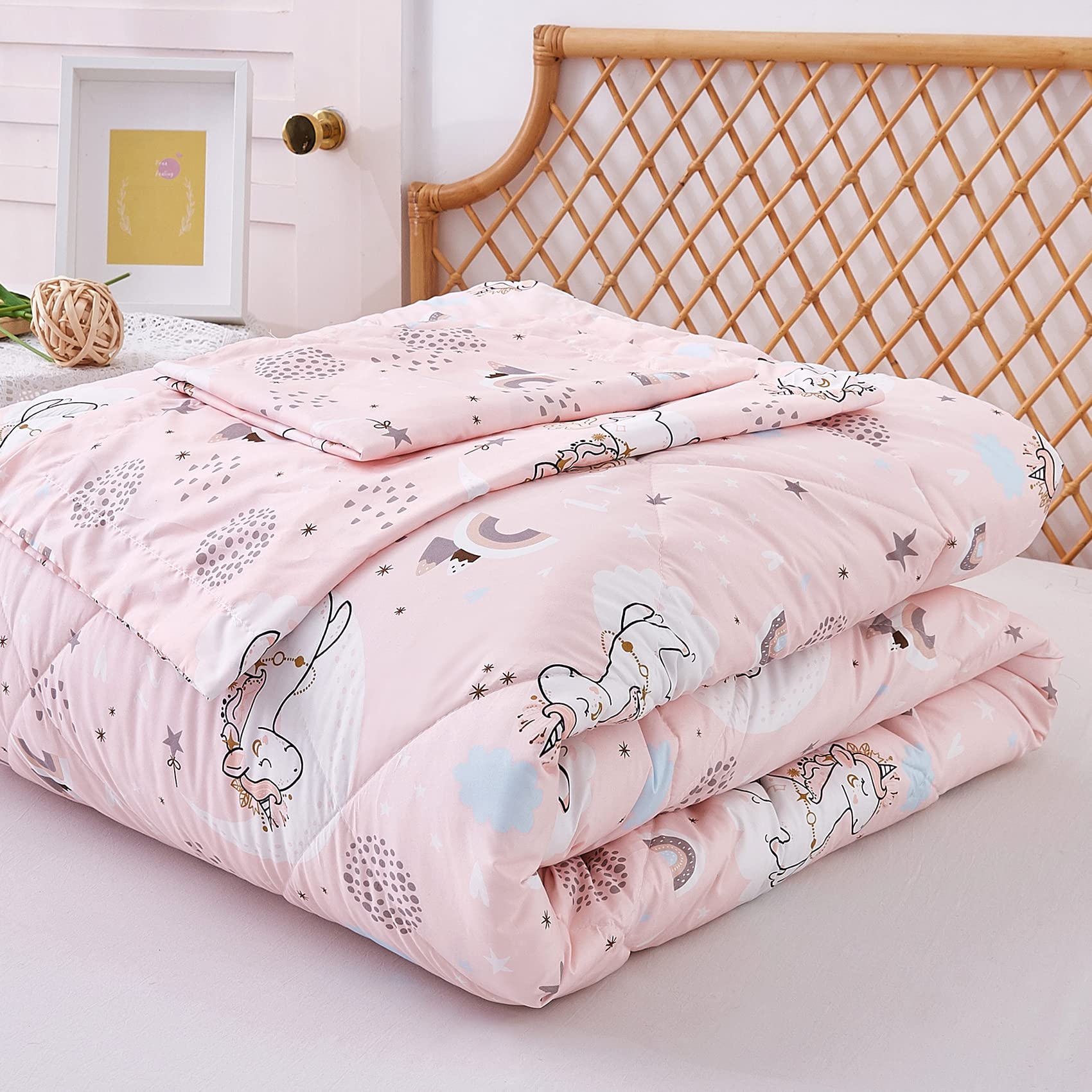 Foto 6 | Juego De Edredón Jsd Pink Unicorn Kids, Tamaño Doble, 2 Piezas - Venta Internacional.