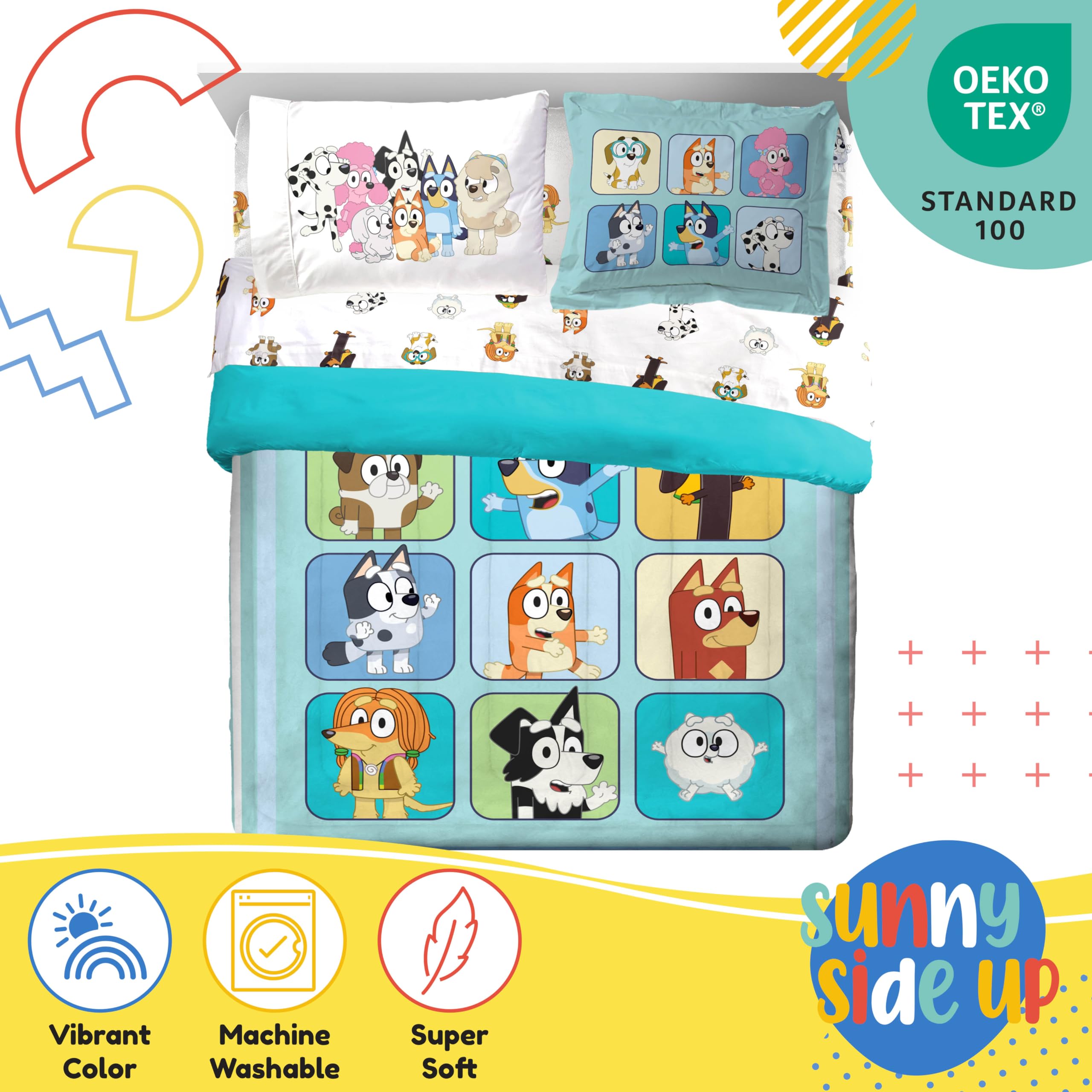 Foto 5 pulgar | Edredón Matrimonial con Sábanas Sunny Side Up Bluey & Friends 7 Piezas - Venta Internacional