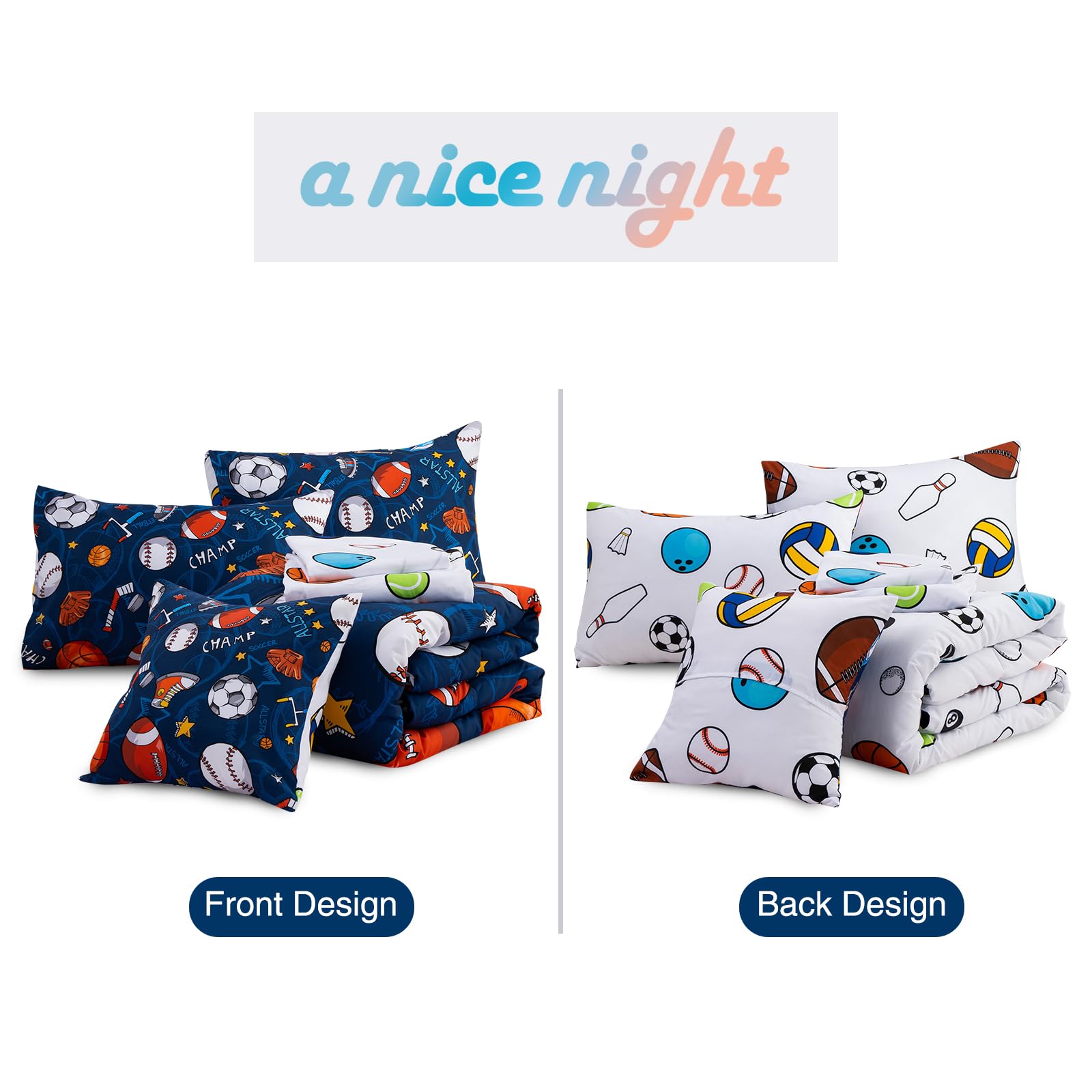 Foto 5 pulgar | Edredon A Bag A Nice Night Sports Microfibra Azul Marino 6 Piezas - Venta Internacional