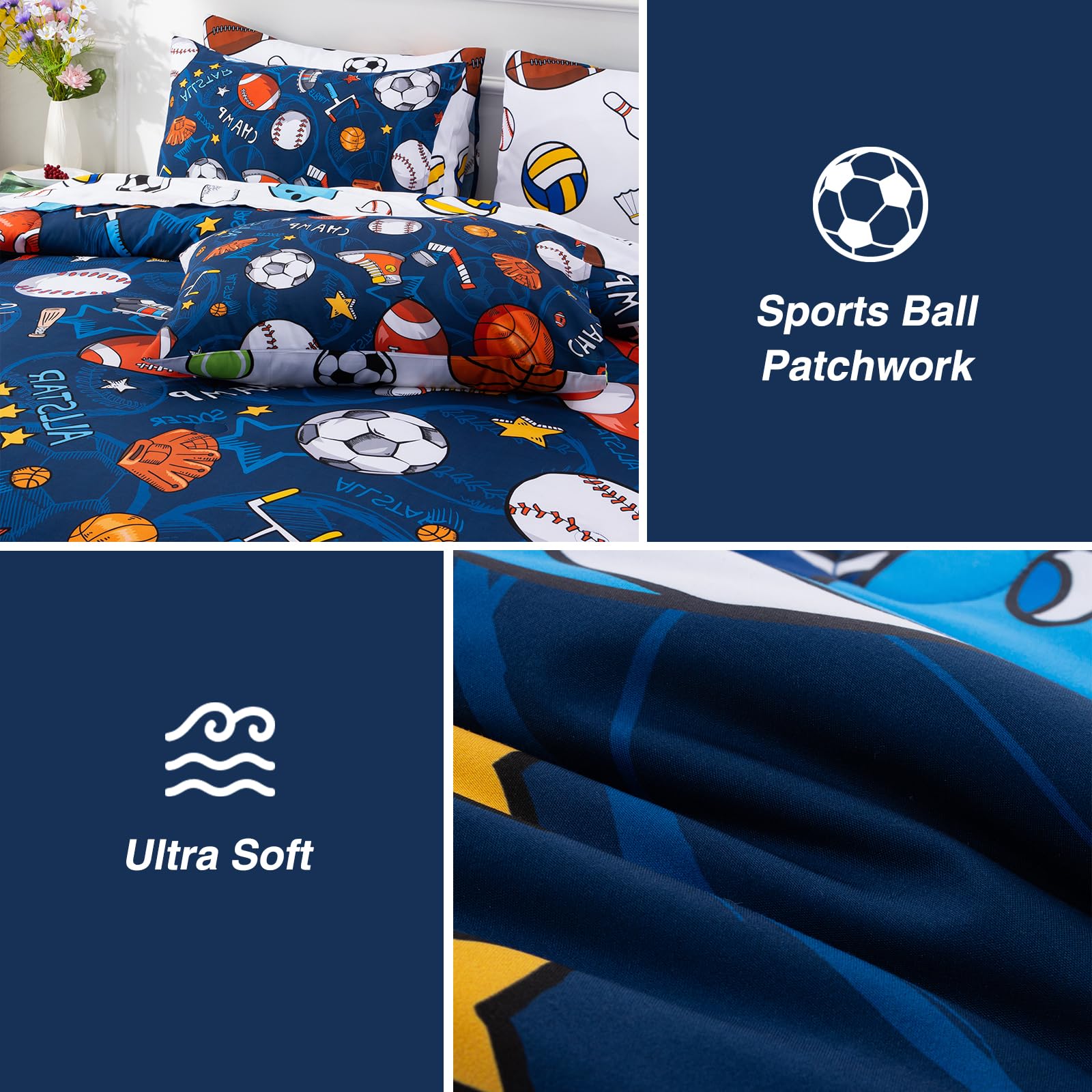 Foto 5 | Edredon A Bag A Nice Night Sports Microfibra Azul Marino 6 Piezas - Venta Internacional