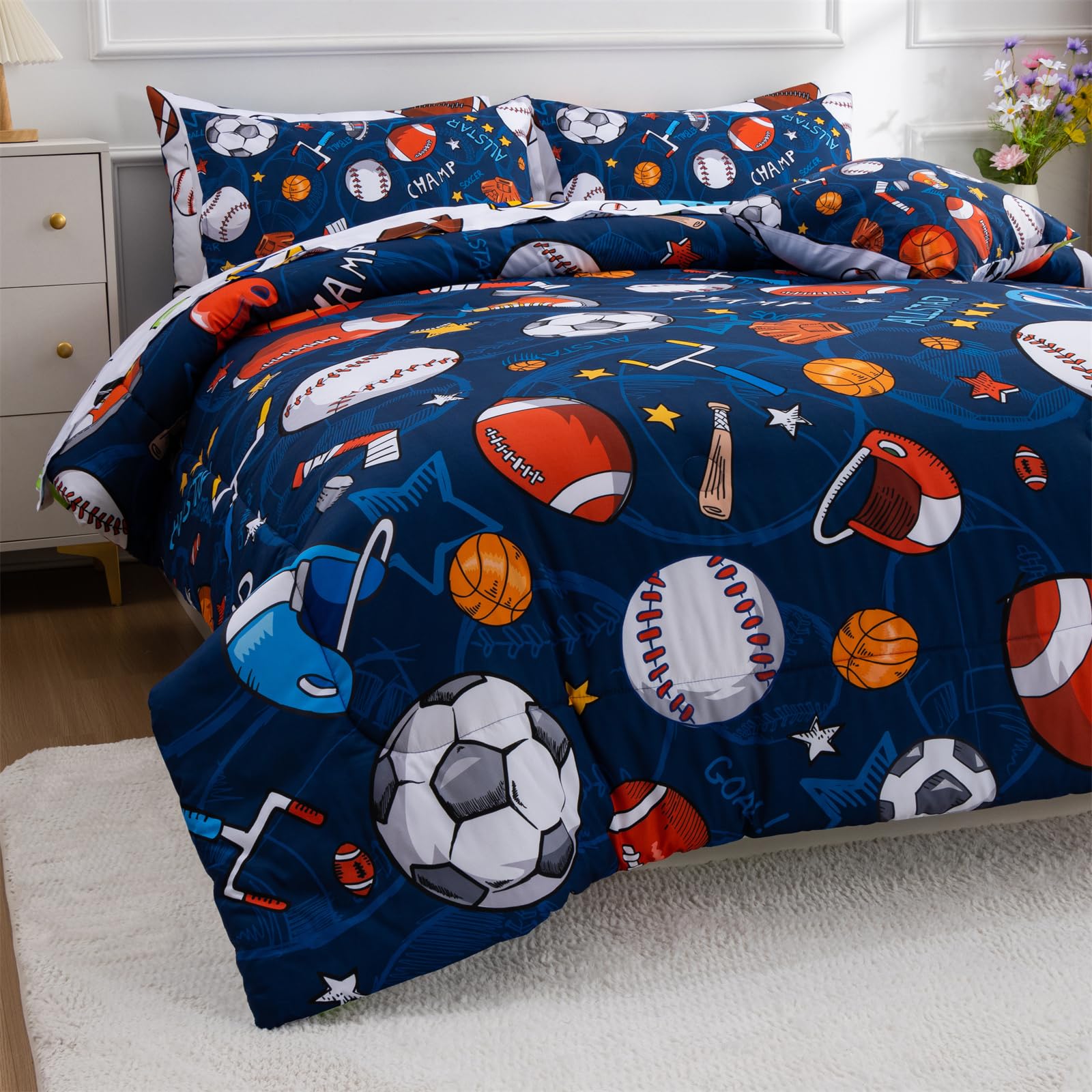 Foto 7 | Edredon A Bag A Nice Night Sports Microfibra Azul Marino 6 Piezas - Venta Internacional