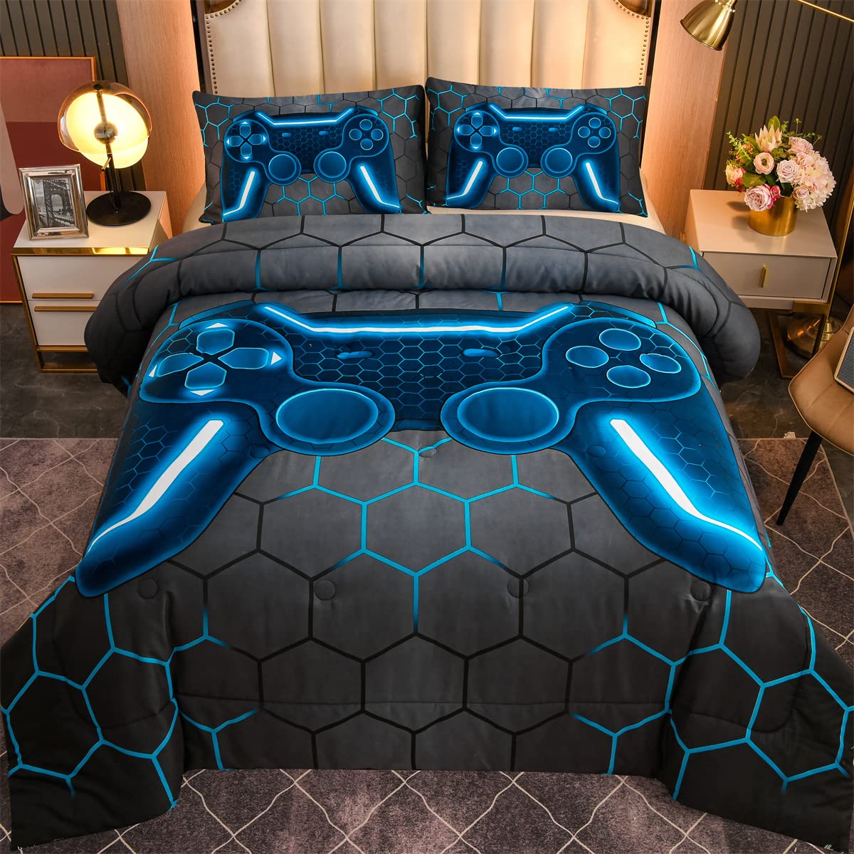 Foto 2 | Edredón Queen Size con Fundas para Almohada Ntbed Gris 3 Piezas-Venta Internacional