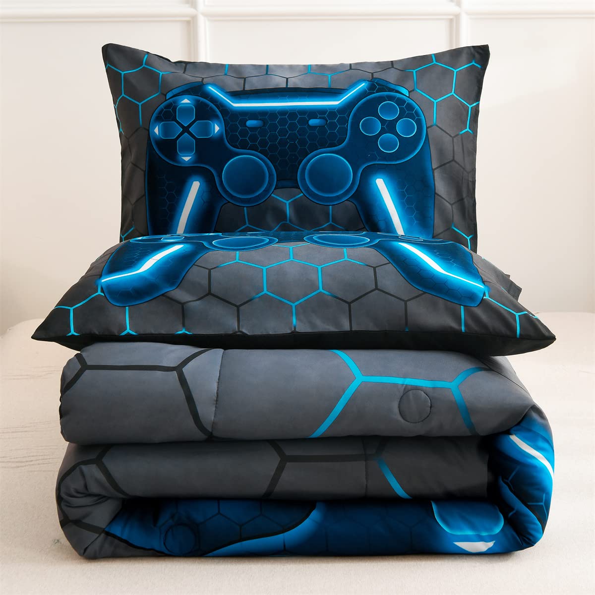 Foto 7 | Edredón Queen Size con Fundas para Almohada Ntbed Gris 3 Piezas-Venta Internacional