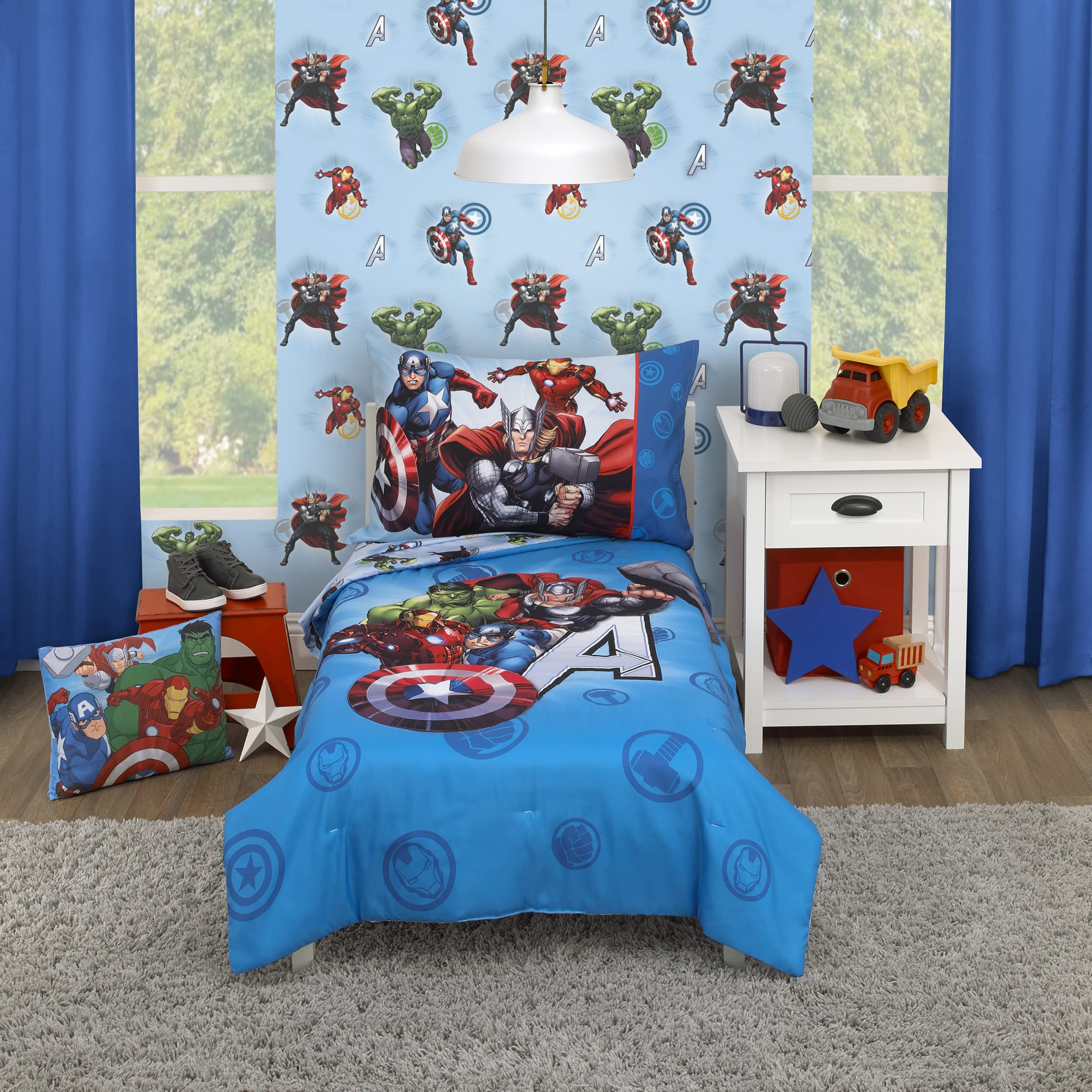 Juego De Cama Disney Marvel Avengers Fight The Foes, 4 Piezas - Venta Internacional.