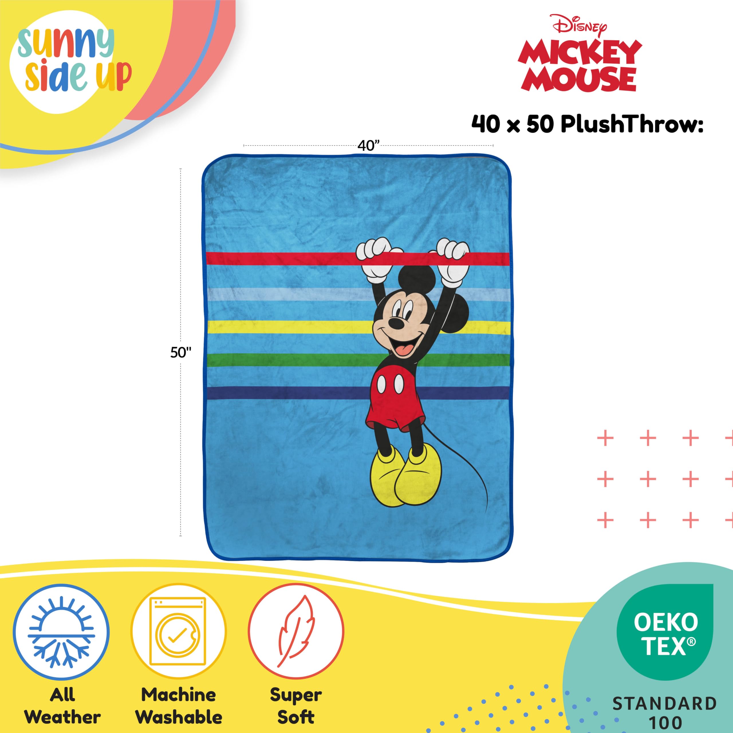 Foto 3 pulgar | Manta De Viaje Sunny Side Up Disney Mickey Mouse - Venta Internacional.