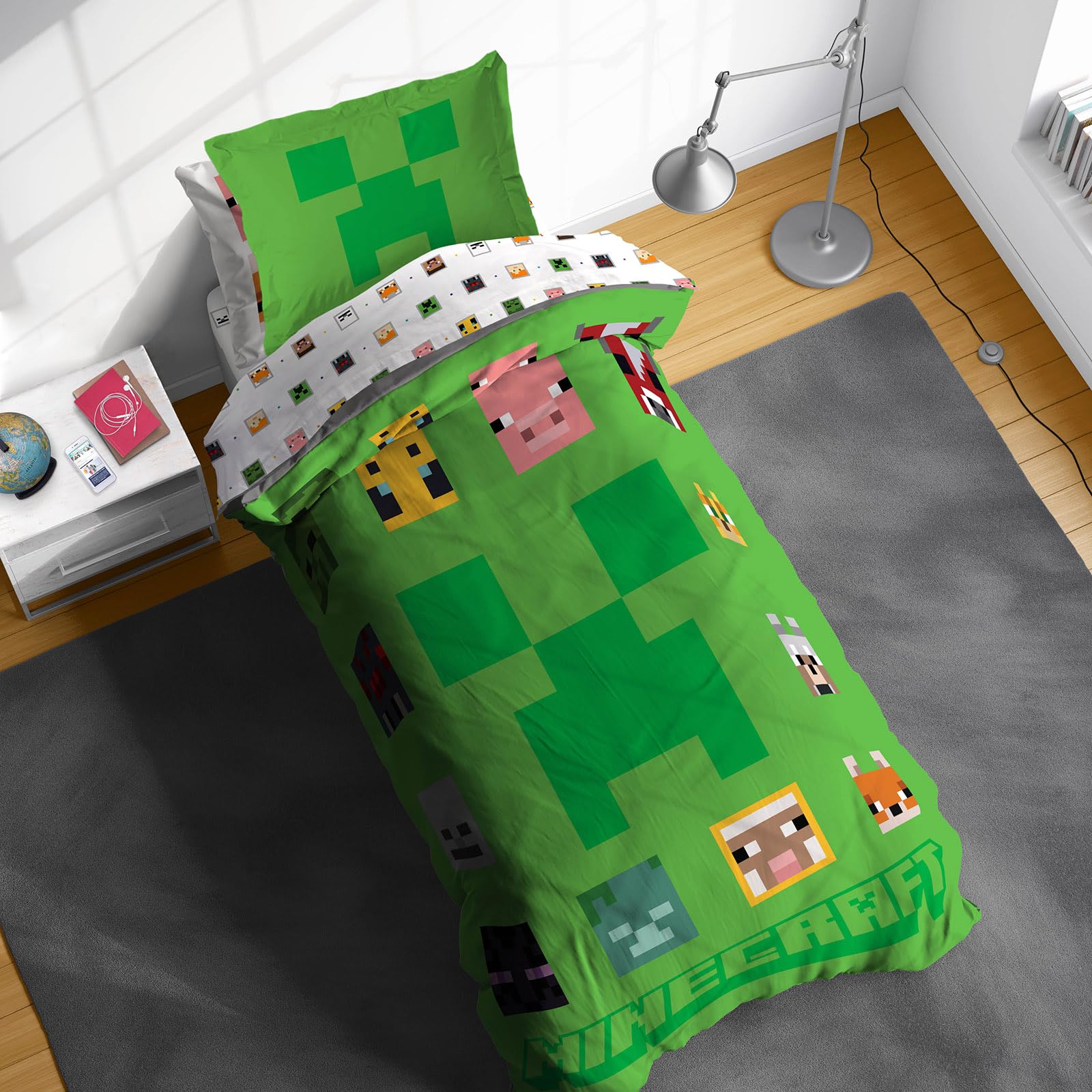 Set De Edredón Sunny Side Up Minecraft Twin Kids, 5 Piezas - Venta Internacional.
