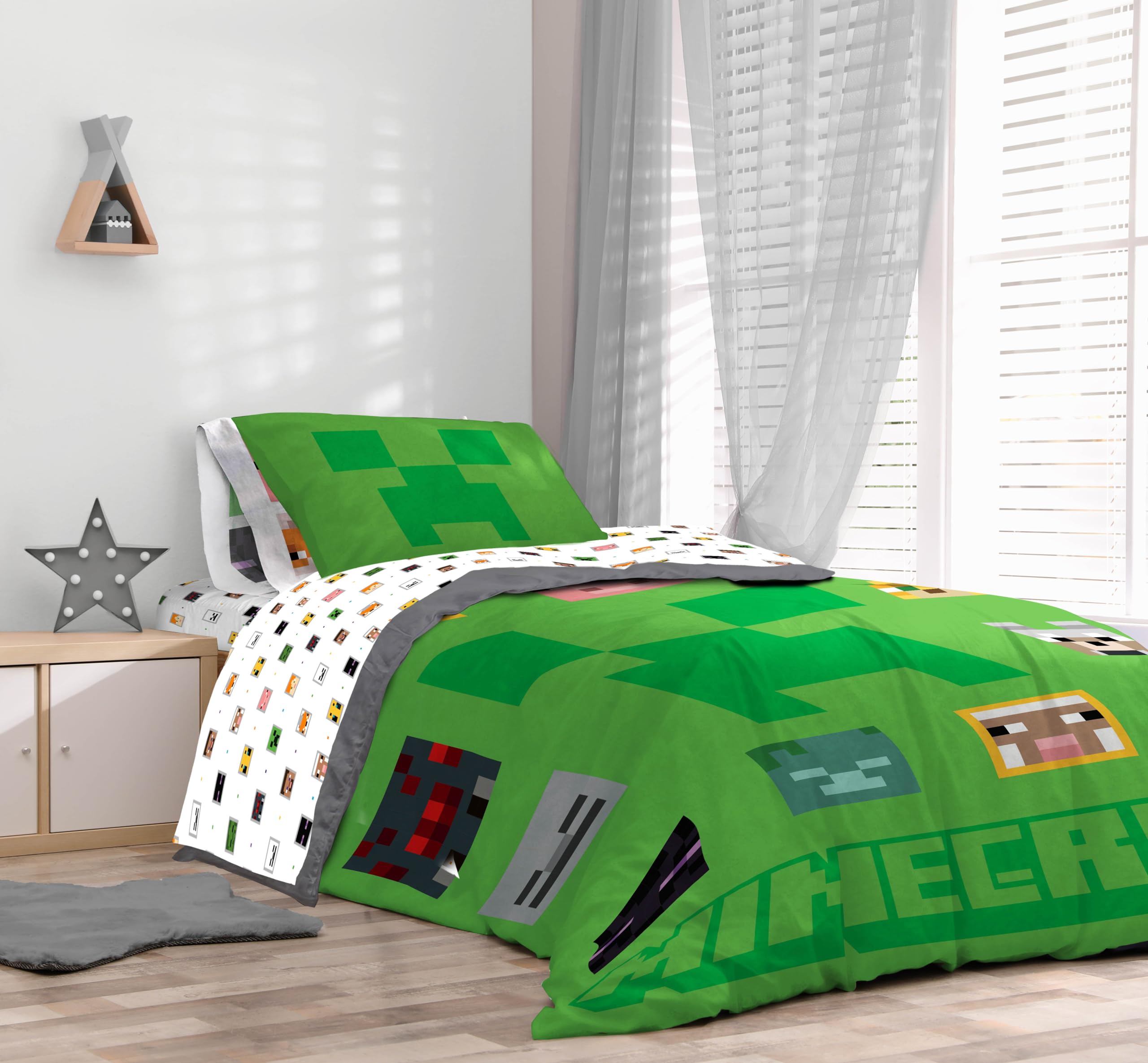 Foto 7 | Set De Edredón Sunny Side Up Minecraft Twin Kids, 5 Piezas - Venta Internacional.