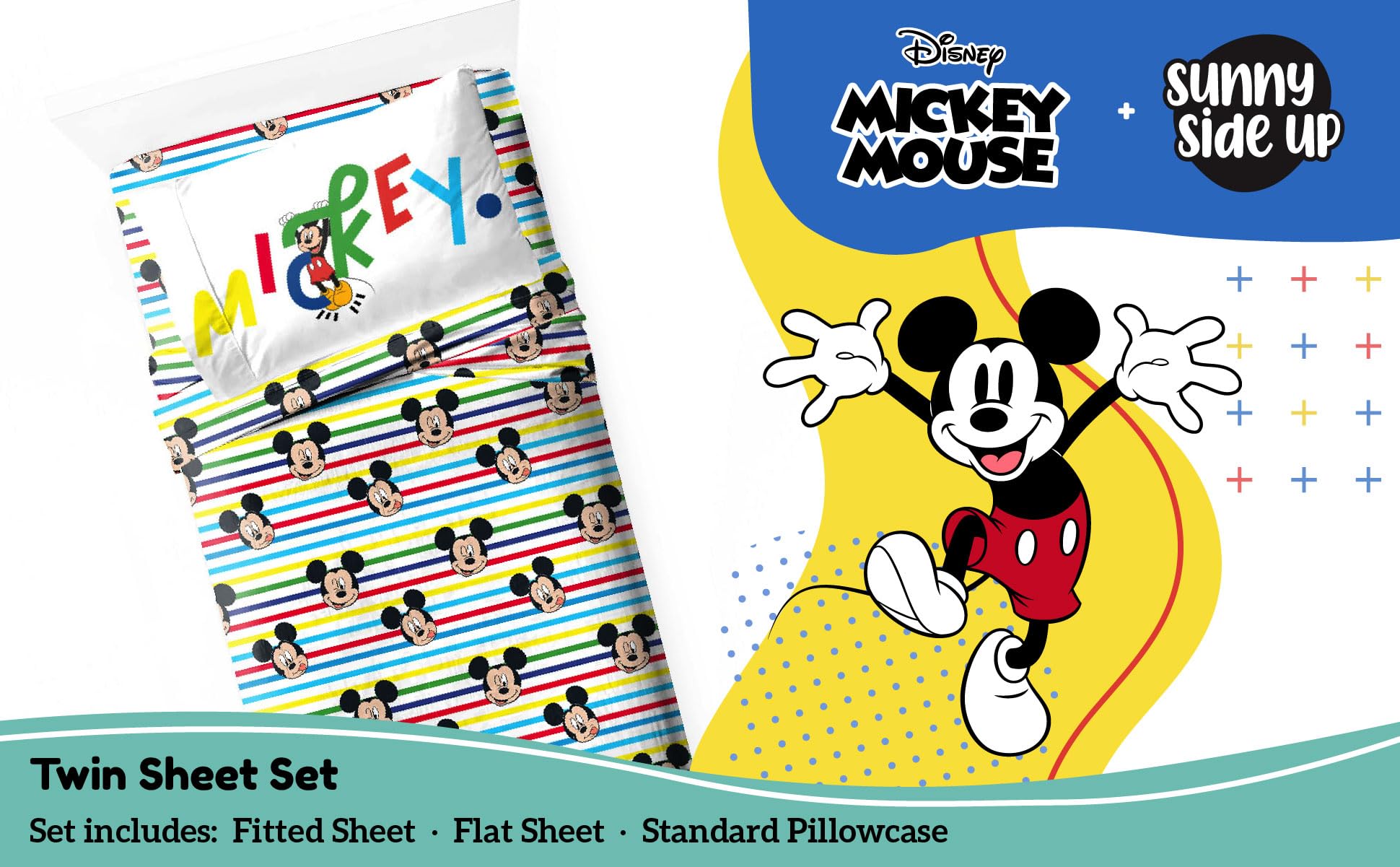 Foto 3 pulgar | Juego De Sábanas Sunny Side Up Disney Mickey Mouse, 3 Piezas - Venta Internacional.
