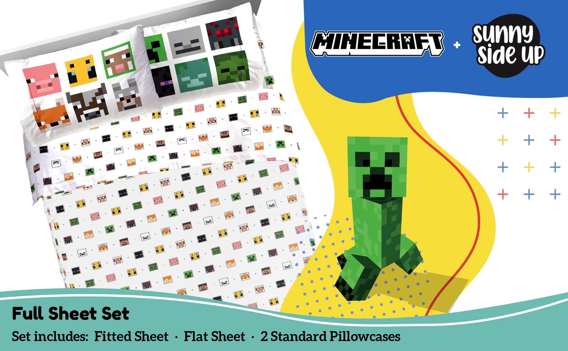 Foto 3 pulgar | Juego De Sábanas Sunny Side Up Minecraft Creeper & Animals Completo - Venta Internacional.