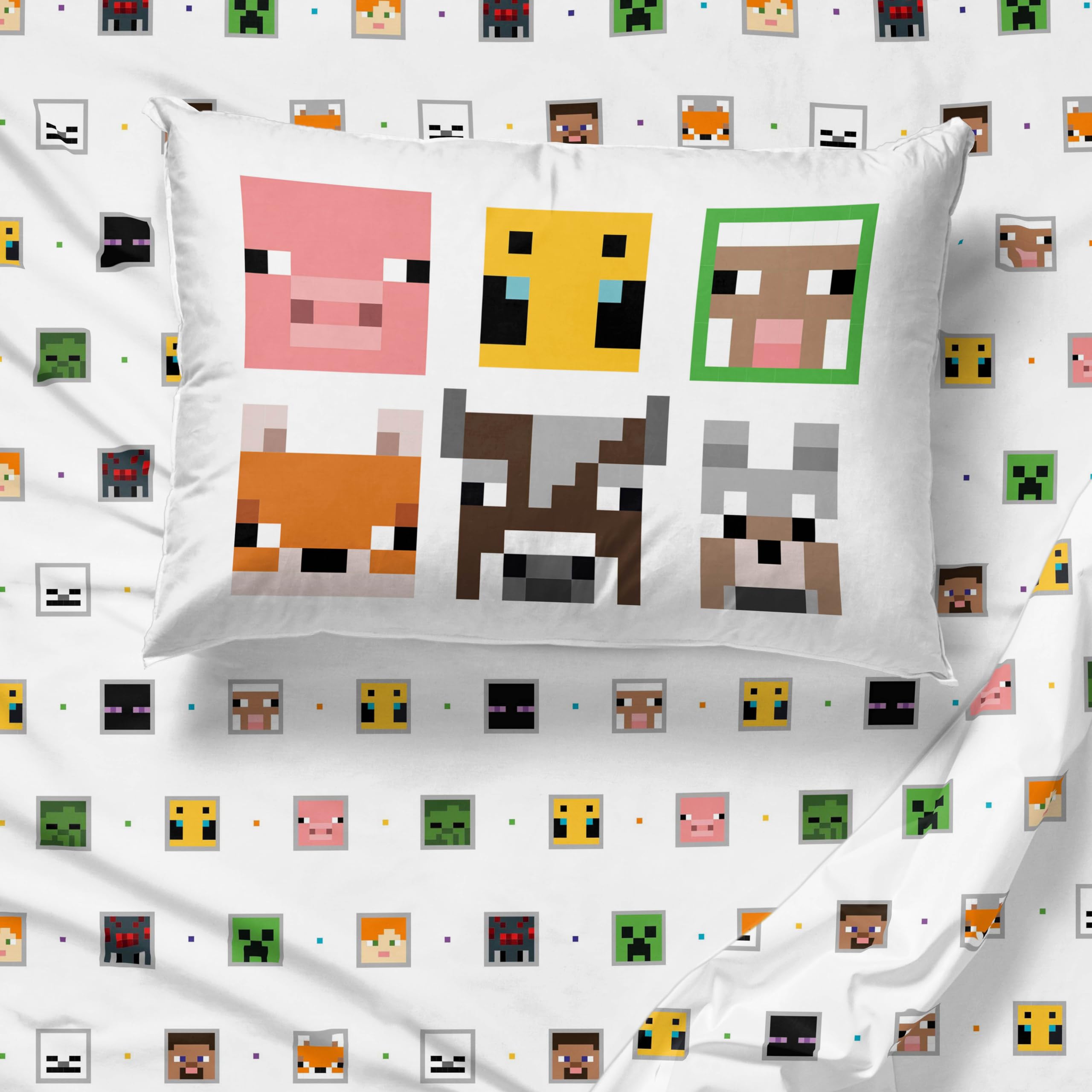 Foto 8 pulgar | Juego De Sábanas Sunny Side Up Minecraft Creeper & Animals Completo - Venta Internacional.