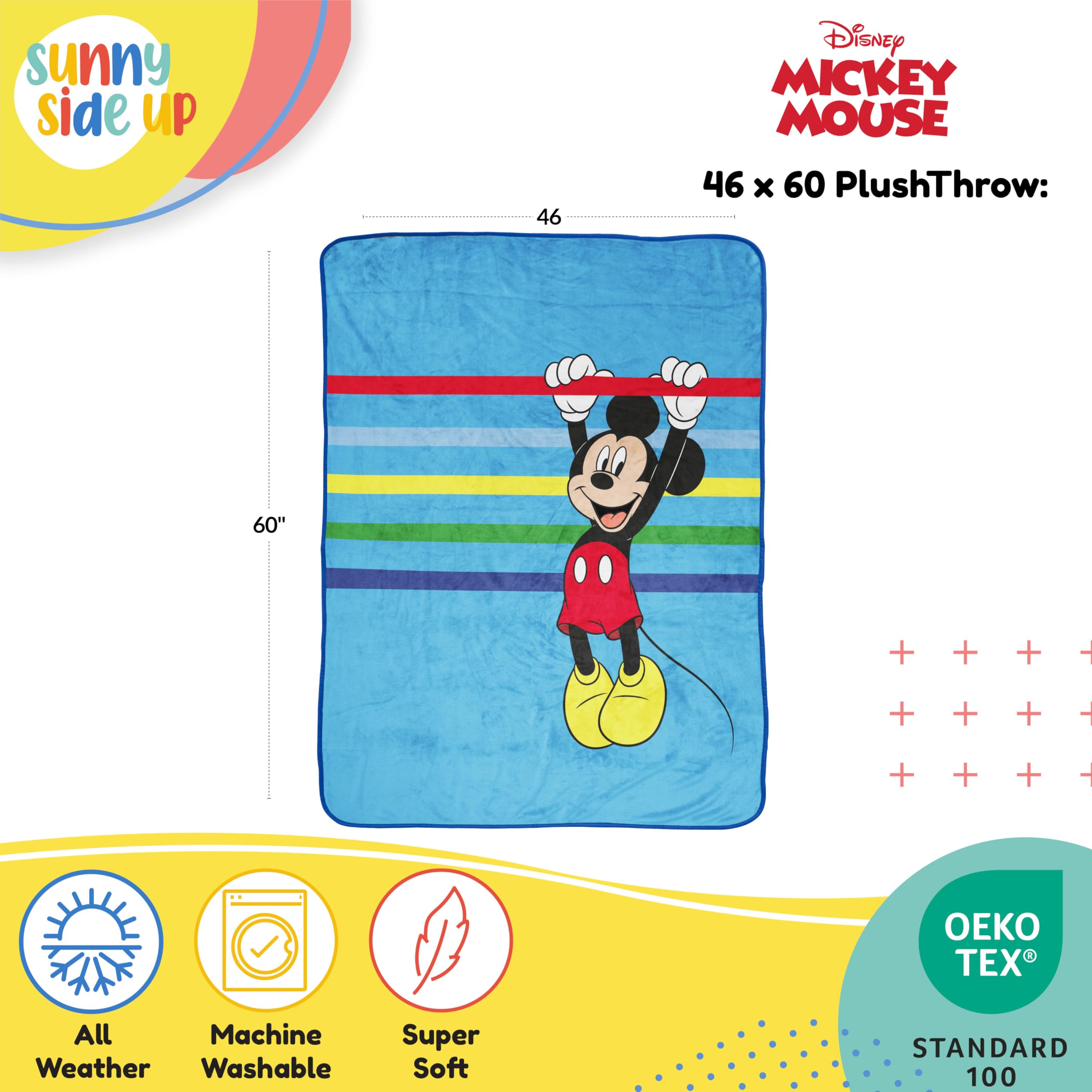 Foto 4 pulgar | Manta Sunny Side Up Disney Mickey Mouse De 46 X 150 Cm - Venta Internacional.