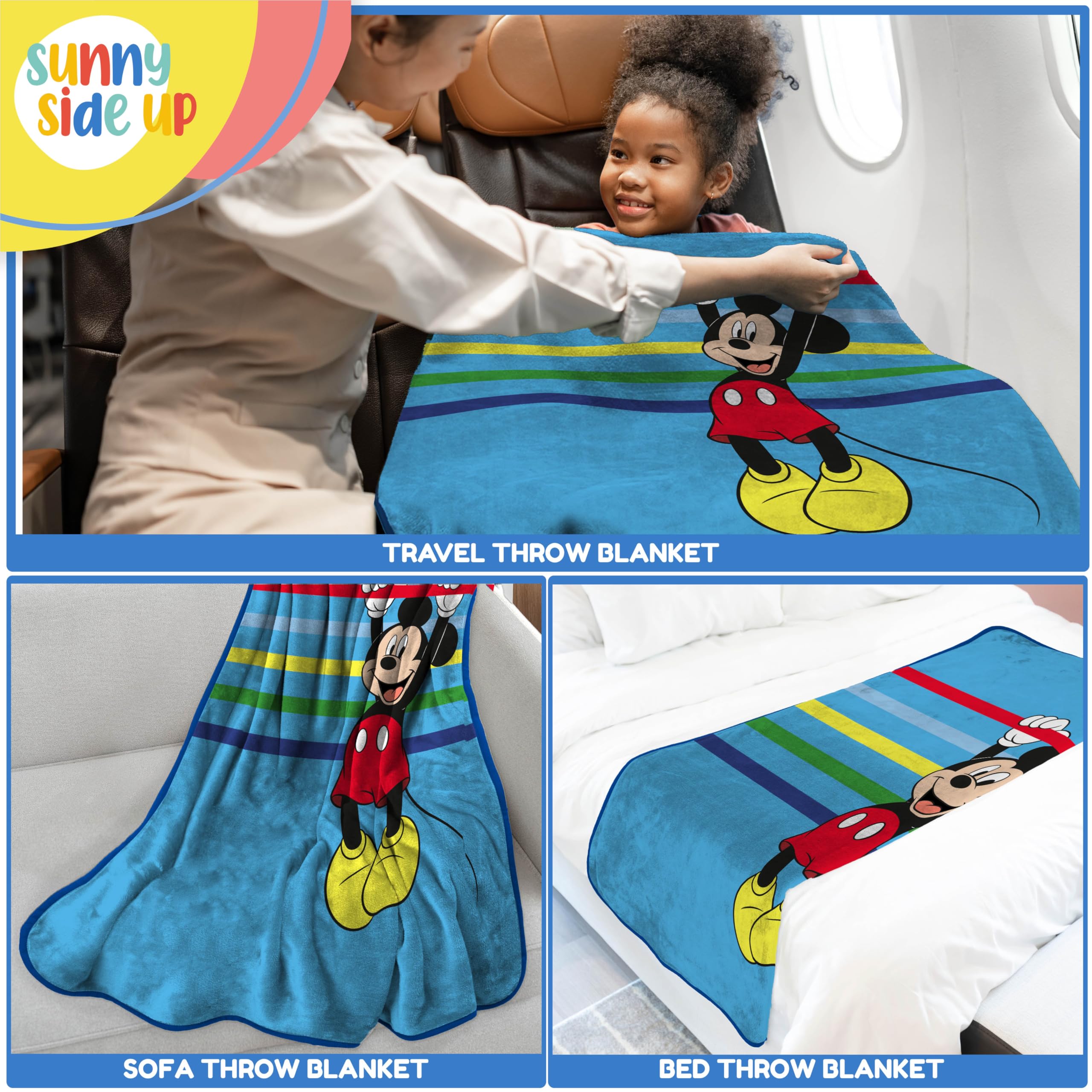 Foto 5 pulgar | Manta Sunny Side Up Disney Mickey Mouse De 46 X 150 Cm - Venta Internacional.