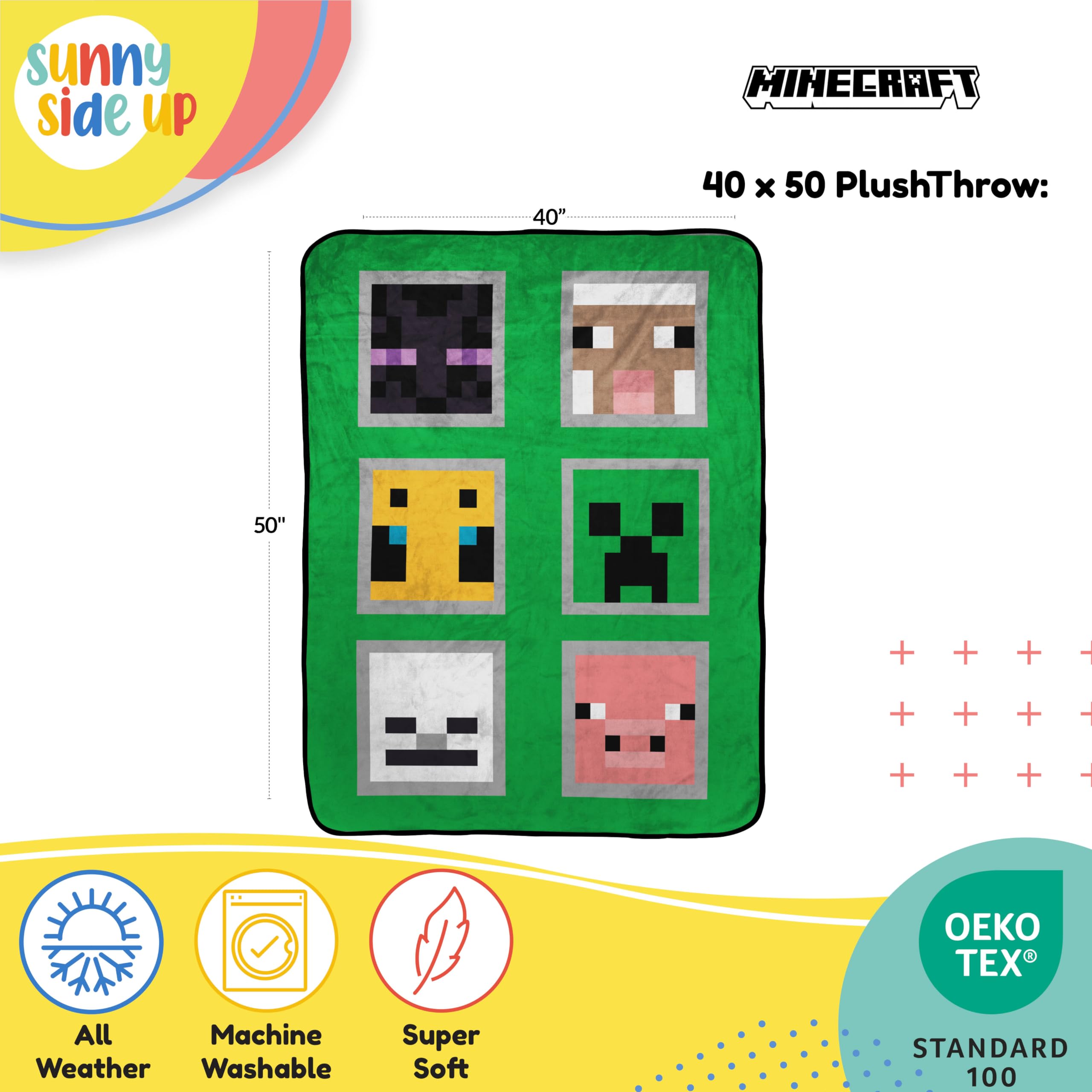 Foto 3 pulgar | Manta De Viaje Sunny Side Up Minecraft De 100 X 125 Cm - Venta Internacional.