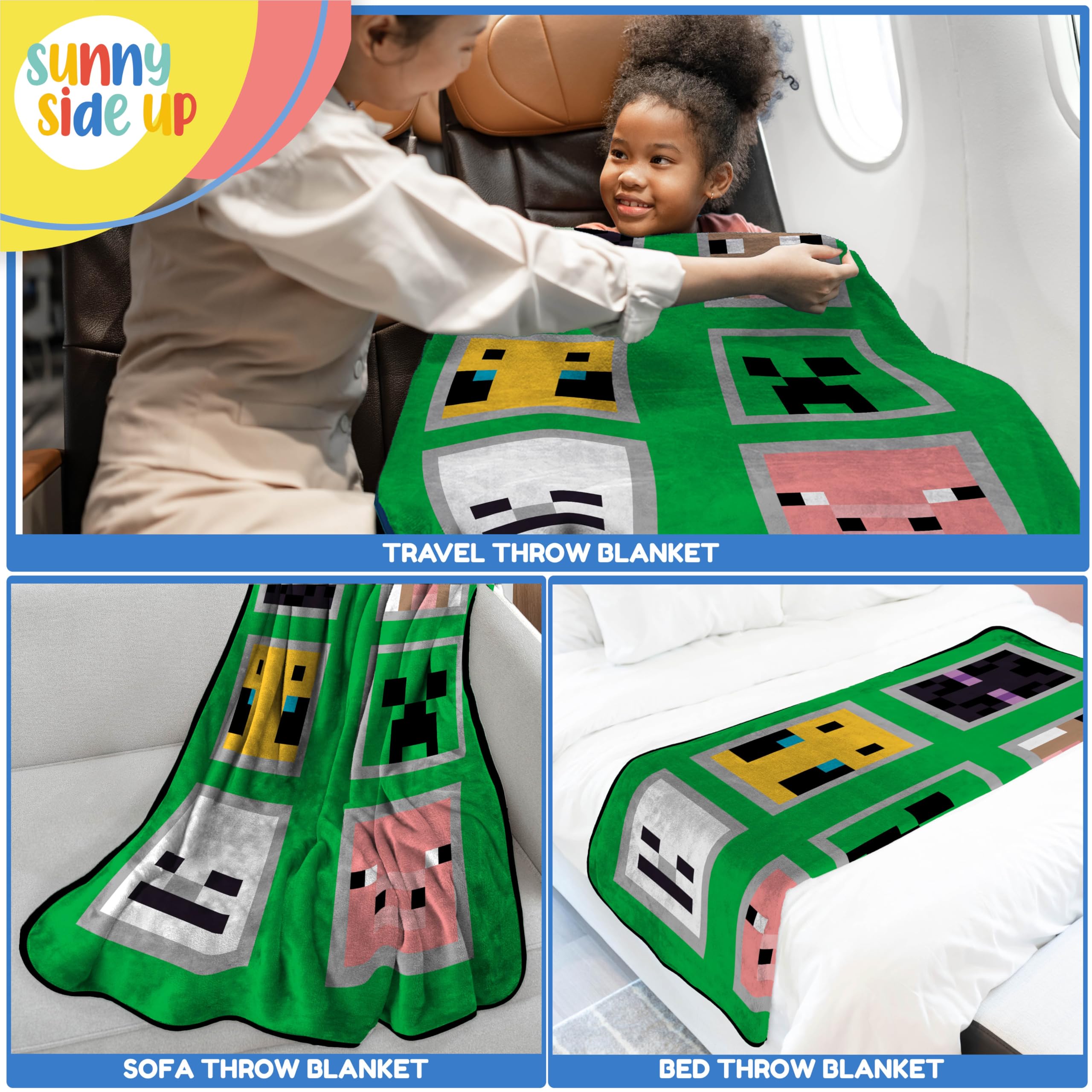 Foto 4 pulgar | Manta De Viaje Sunny Side Up Minecraft De 100 X 125 Cm - Venta Internacional.