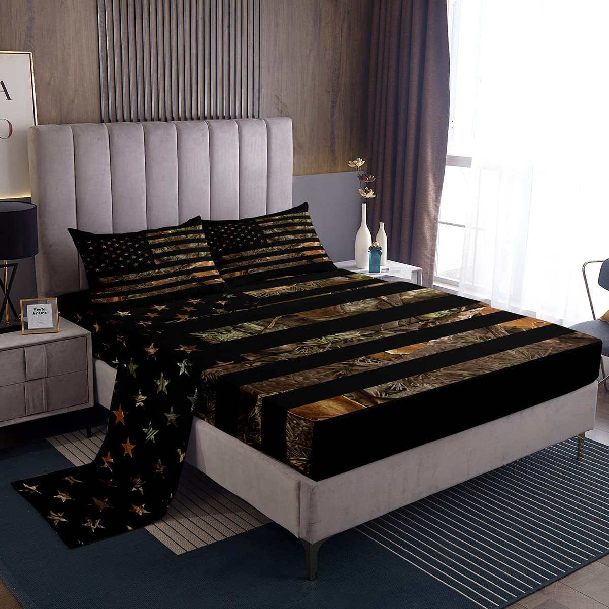 Foto 2 pulgar | Juego De Ropa De Cama Erosebridal Con La Bandera Americana, Camuflaje, Tamaño King, 3 Unidades - Venta Internacional.