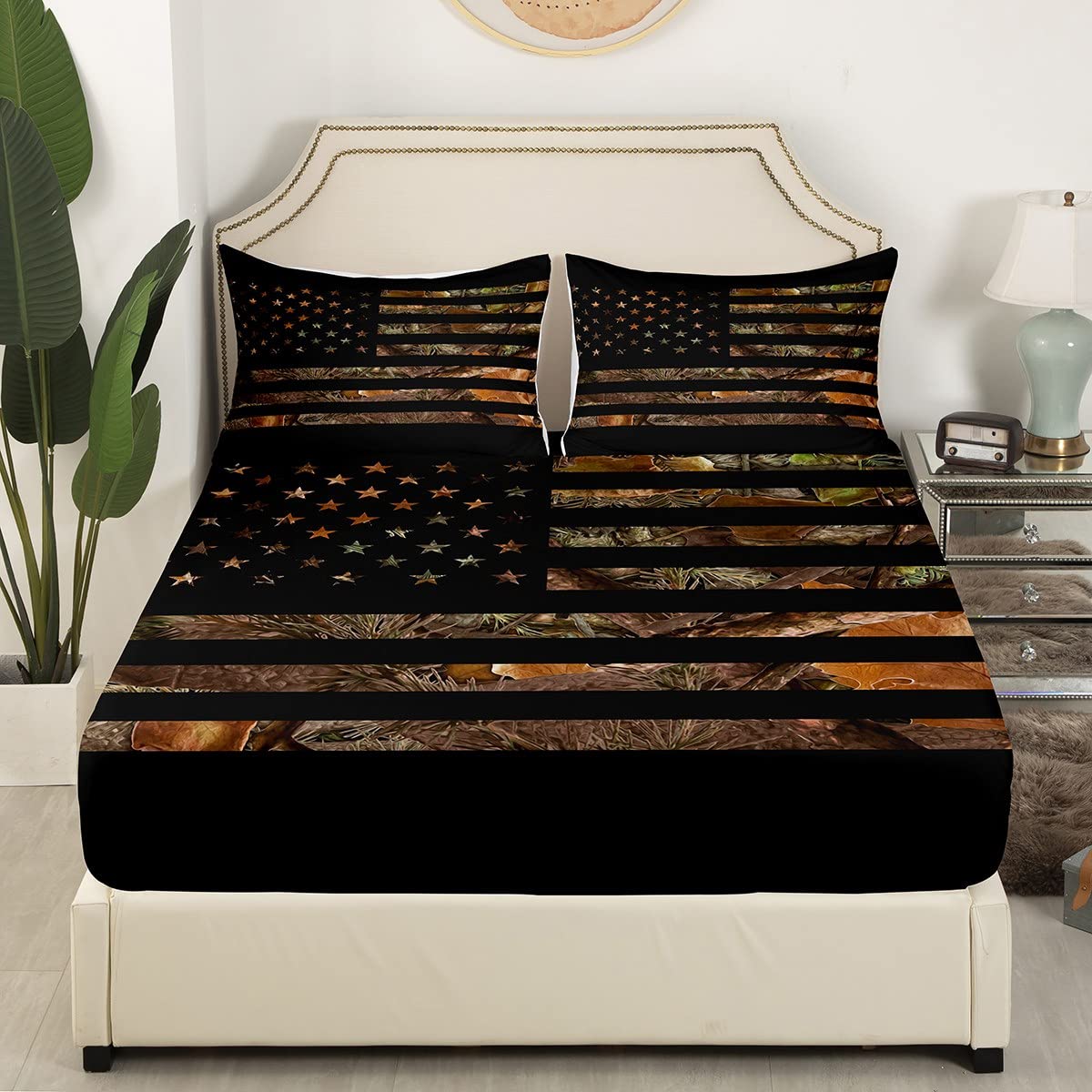 Foto 3 pulgar | Juego De Ropa De Cama Erosebridal Con La Bandera Americana, Camuflaje, Tamaño King, 3 Unidades - Venta Internacional.