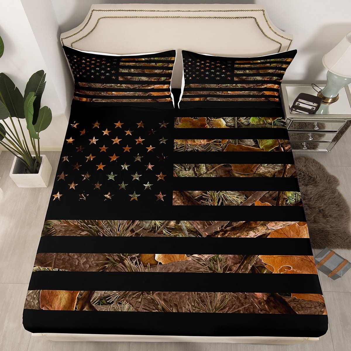 Foto 4 pulgar | Juego De Ropa De Cama Erosebridal Con La Bandera Americana, Camuflaje, Tamaño King, 3 Unidades - Venta Internacional.