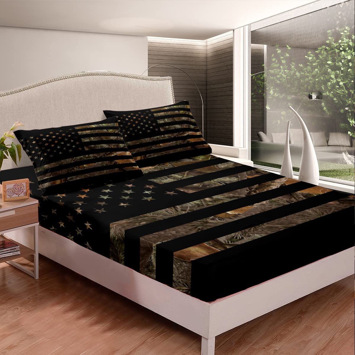 Foto 4 | Juego De Ropa De Cama Erosebridal Con La Bandera Americana, Camuflaje, Tamaño King, 3 Unidades - Venta Internacional.