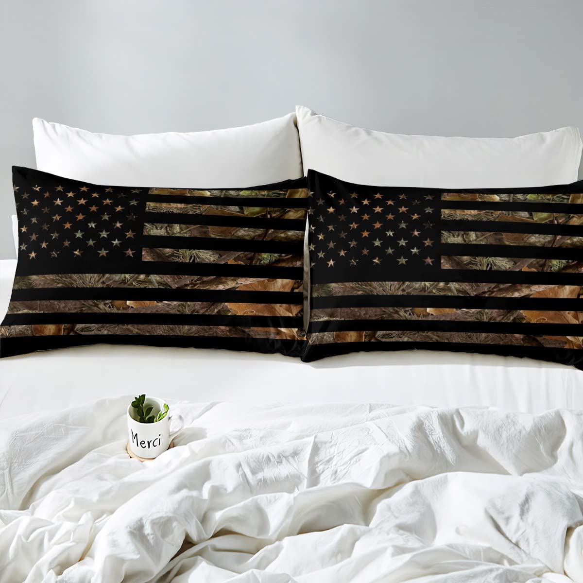 Foto 6 pulgar | Juego De Ropa De Cama Erosebridal Con La Bandera Americana, Camuflaje, Tamaño King, 3 Unidades - Venta Internacional.