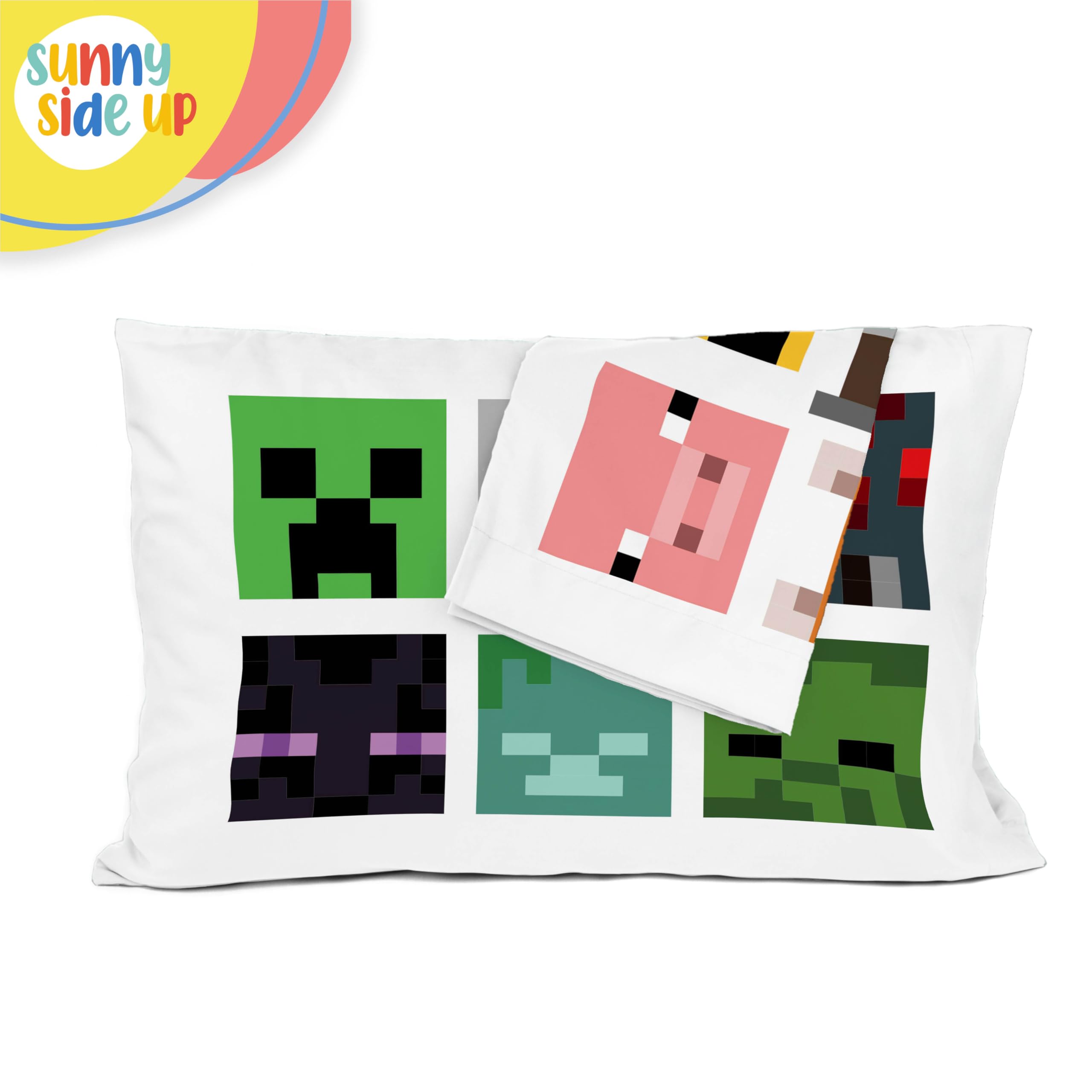 Foto 6 pulgar | Funda De Almohada Sunny Side Up Minecraft Mobs & Animals, Paquete De 2 - Venta Internacional.