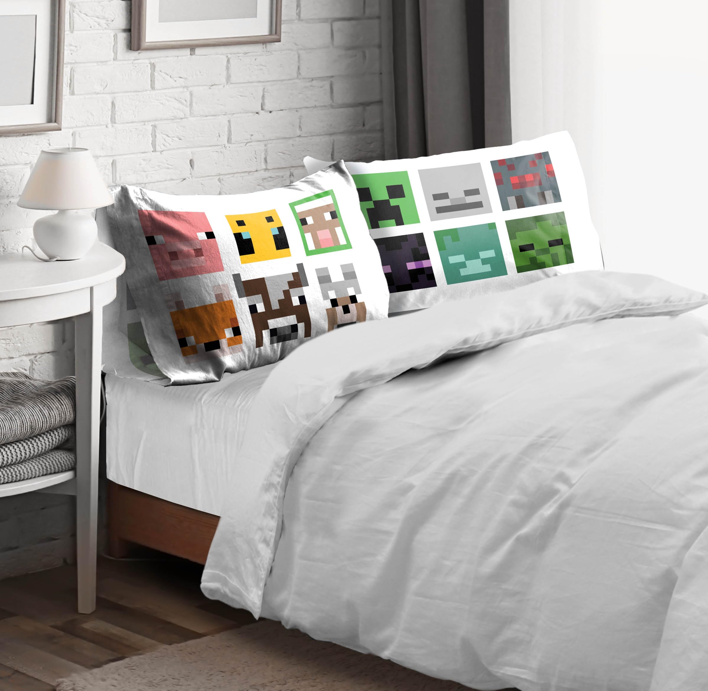 Foto 8 pulgar | Funda De Almohada Sunny Side Up Minecraft Mobs & Animals, Paquete De 2 - Venta Internacional.