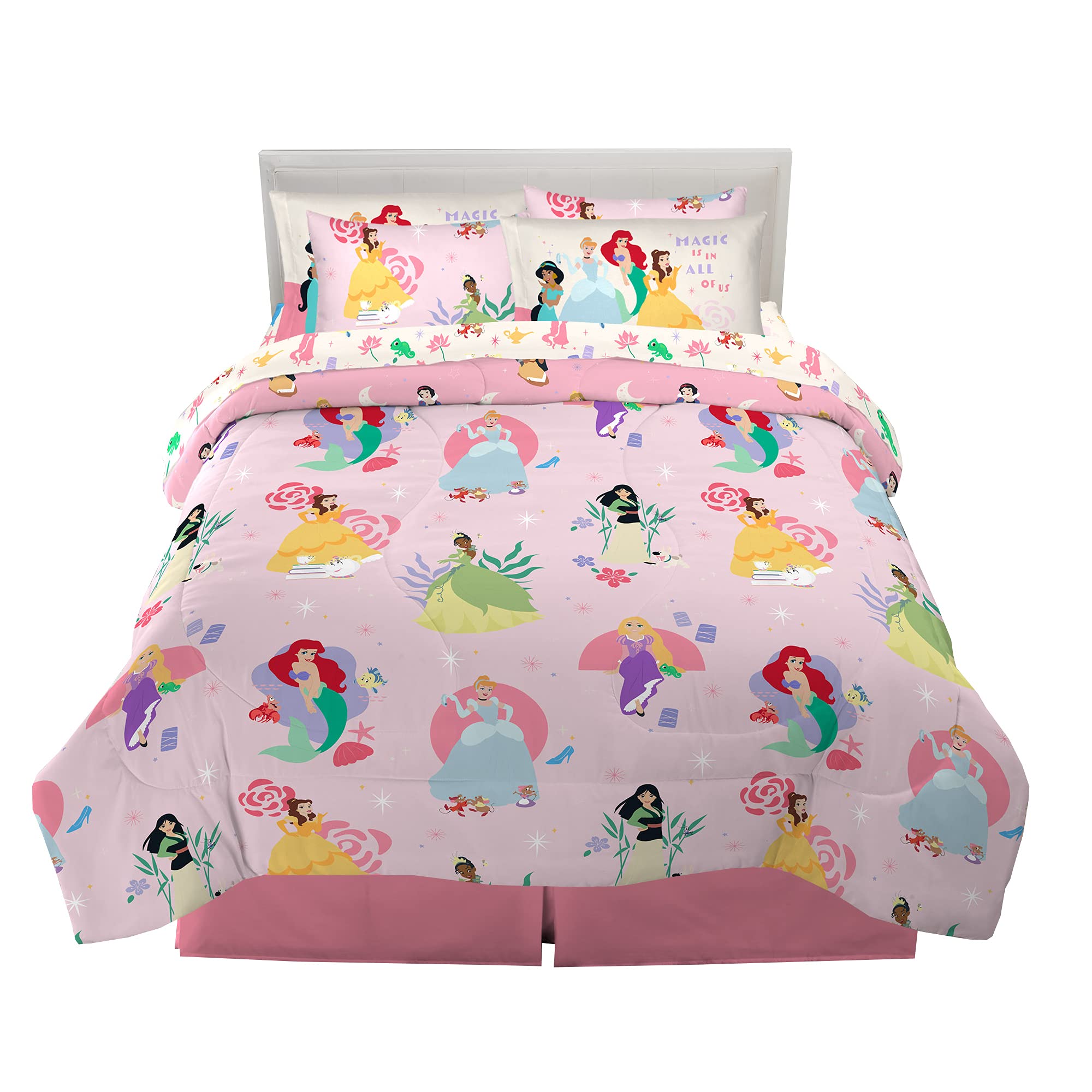 Foto 1 | Juego De Ropa De Cama Franco Disney Princess, Tamaño Completo, 7 Piezas - Venta Internacional.
