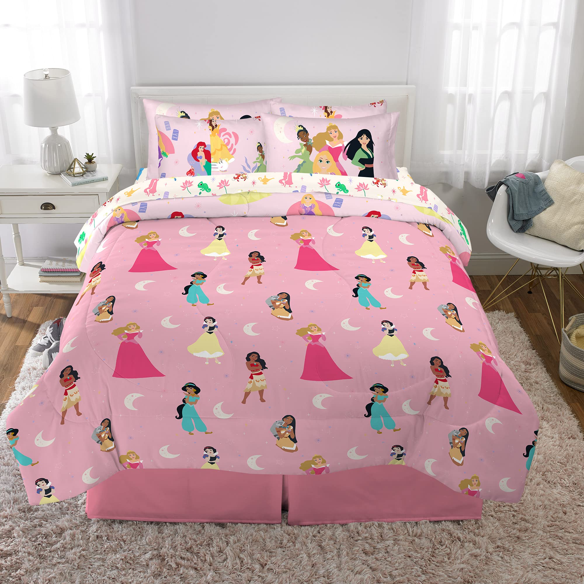 Foto 5 | Juego De Ropa De Cama Franco Disney Princess, Tamaño Completo, 7 Piezas - Venta Internacional.