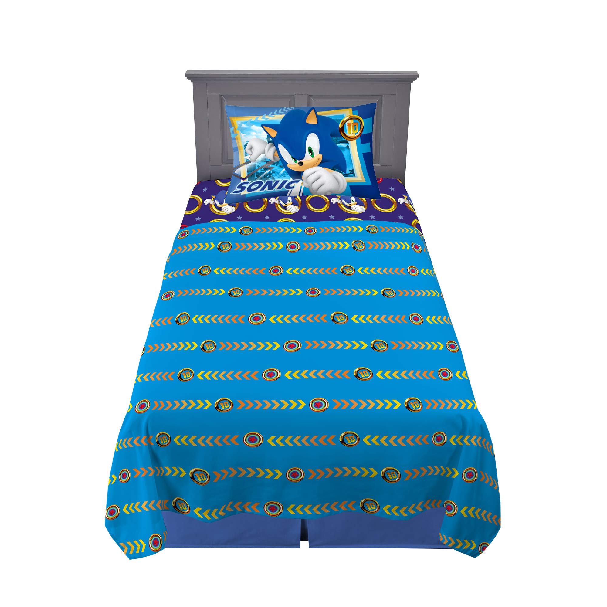 Foto 1 | Juego De Sábanas Franco Sonic The Hedgehog De Microfibra, Tamaño Doble - Venta Internacional.
