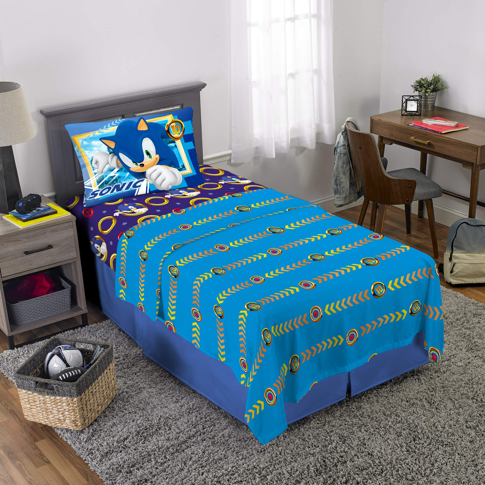 Foto 2 | Juego De Sábanas Franco Sonic The Hedgehog De Microfibra, Tamaño Doble - Venta Internacional.