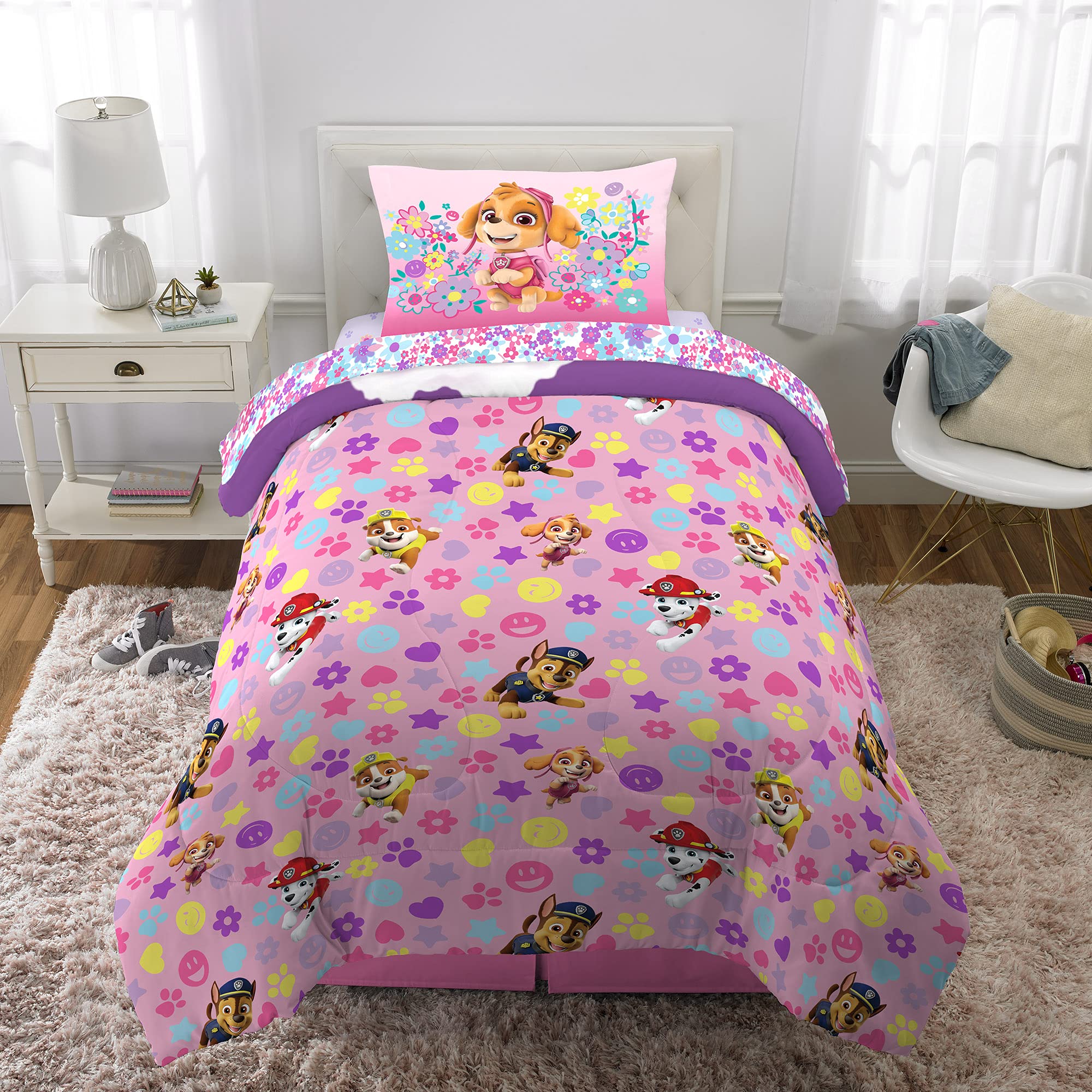 Foto 6 pulgar | Juego De Cama Franco Paw Patrol Para Niñas, Edredón Doble O Completo - Venta Internacional.