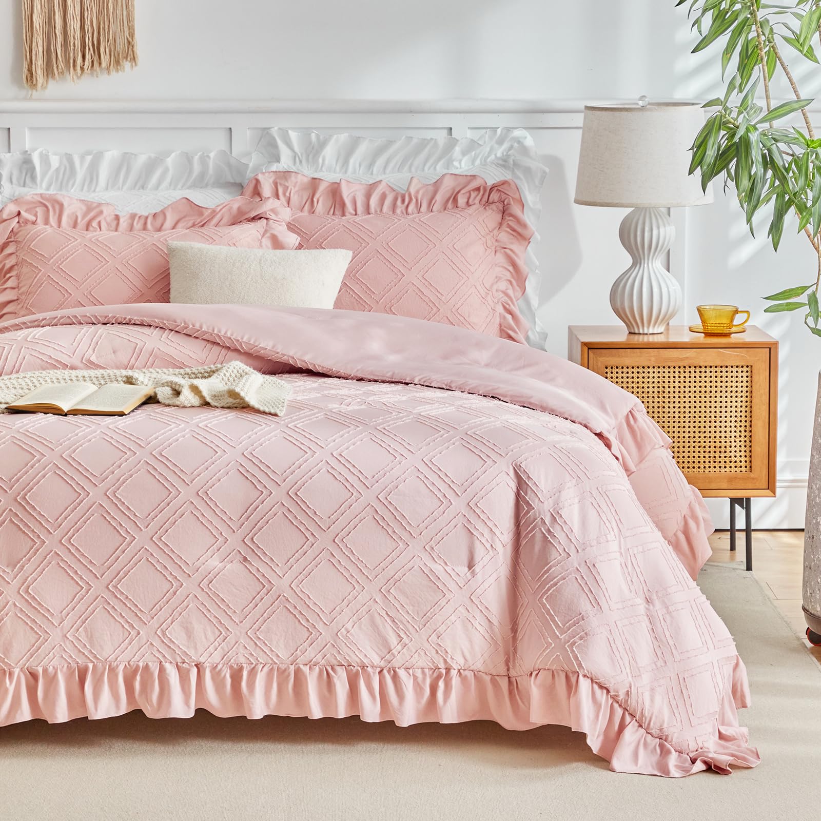 Foto 5 | Set de Edredón Flysheep con Volantes Capitoné Rosa - Venta Internacional