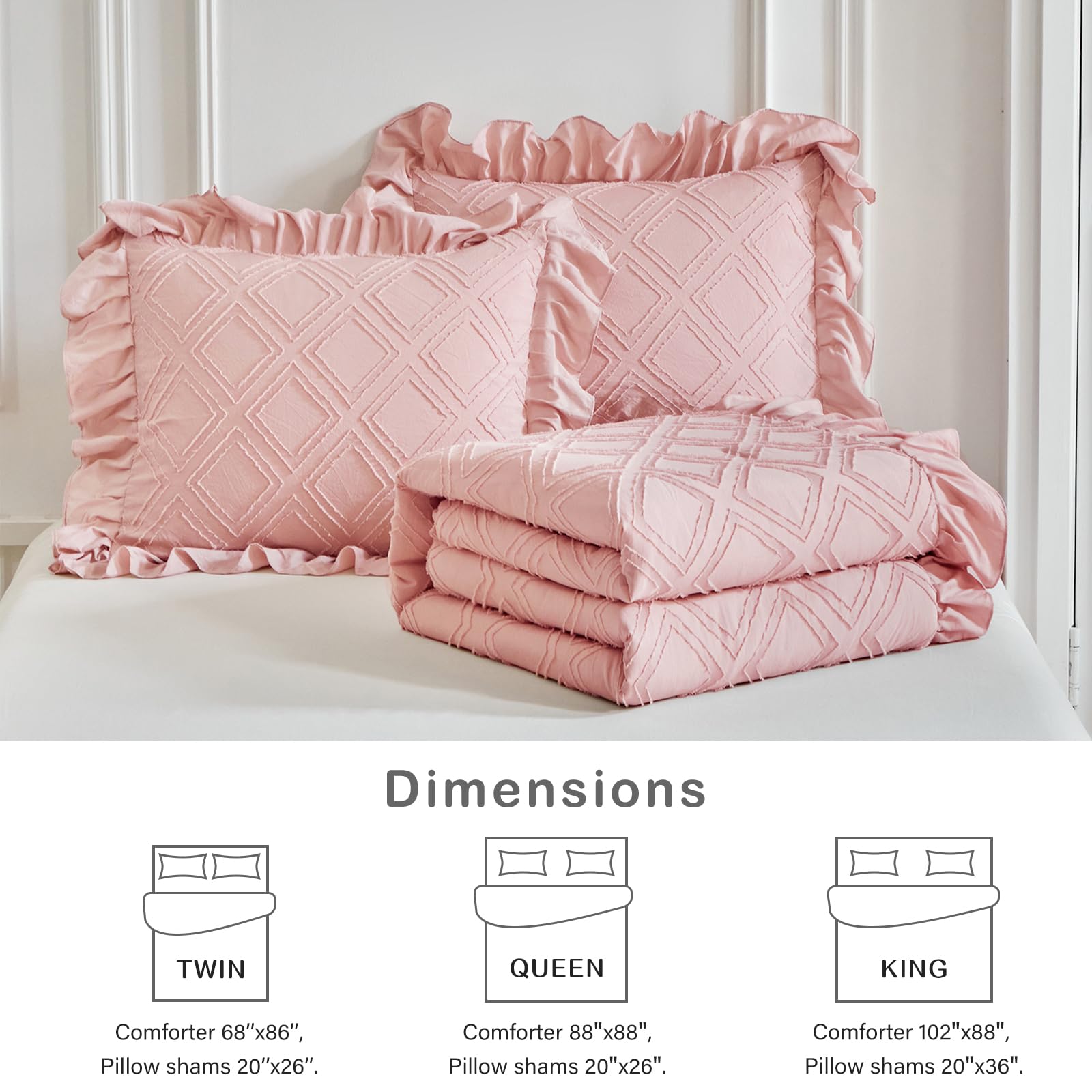 Foto 7 | Set de Edredón Flysheep con Volantes Capitoné Rosa - Venta Internacional