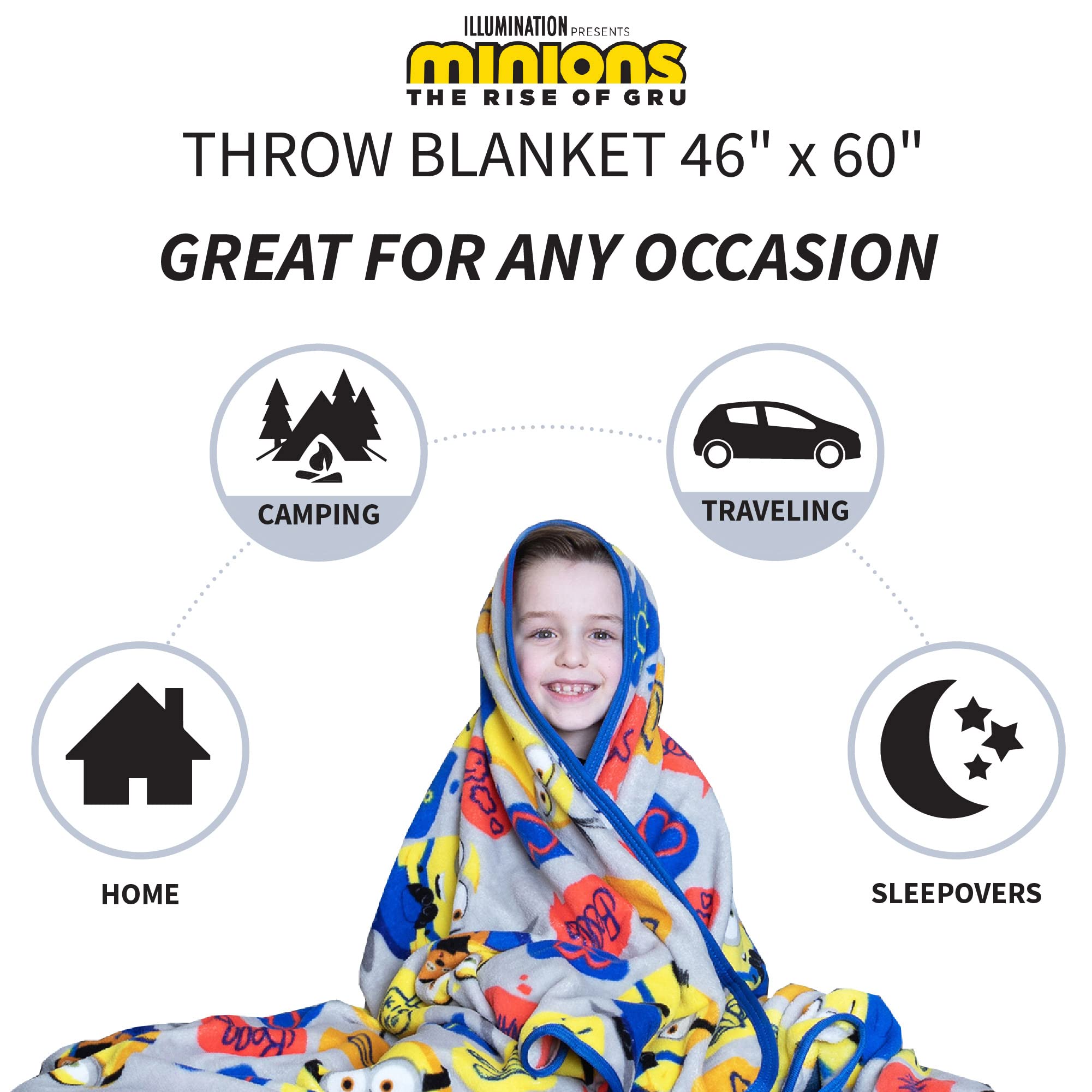 Foto 3 | Manta Franco Super Soft Plush Minions De 117 X 152 Cm - Venta Internacional.