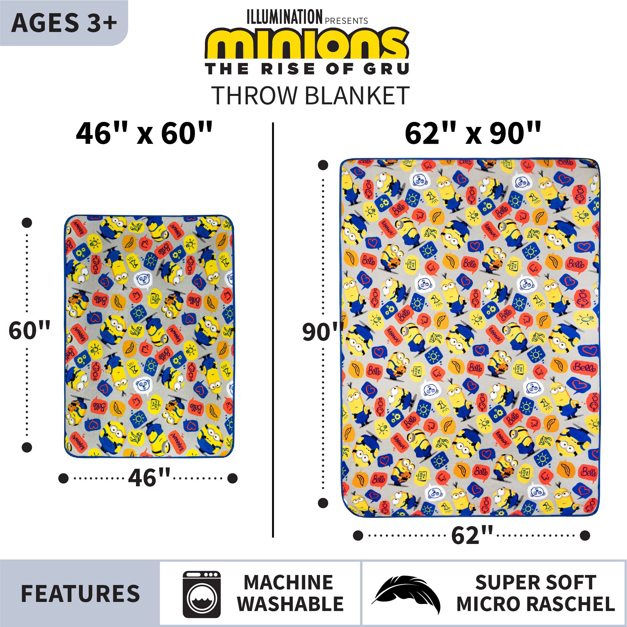 Foto 5 pulgar | Manta Franco Super Soft Plush Minions De 117 X 152 Cm - Venta Internacional.