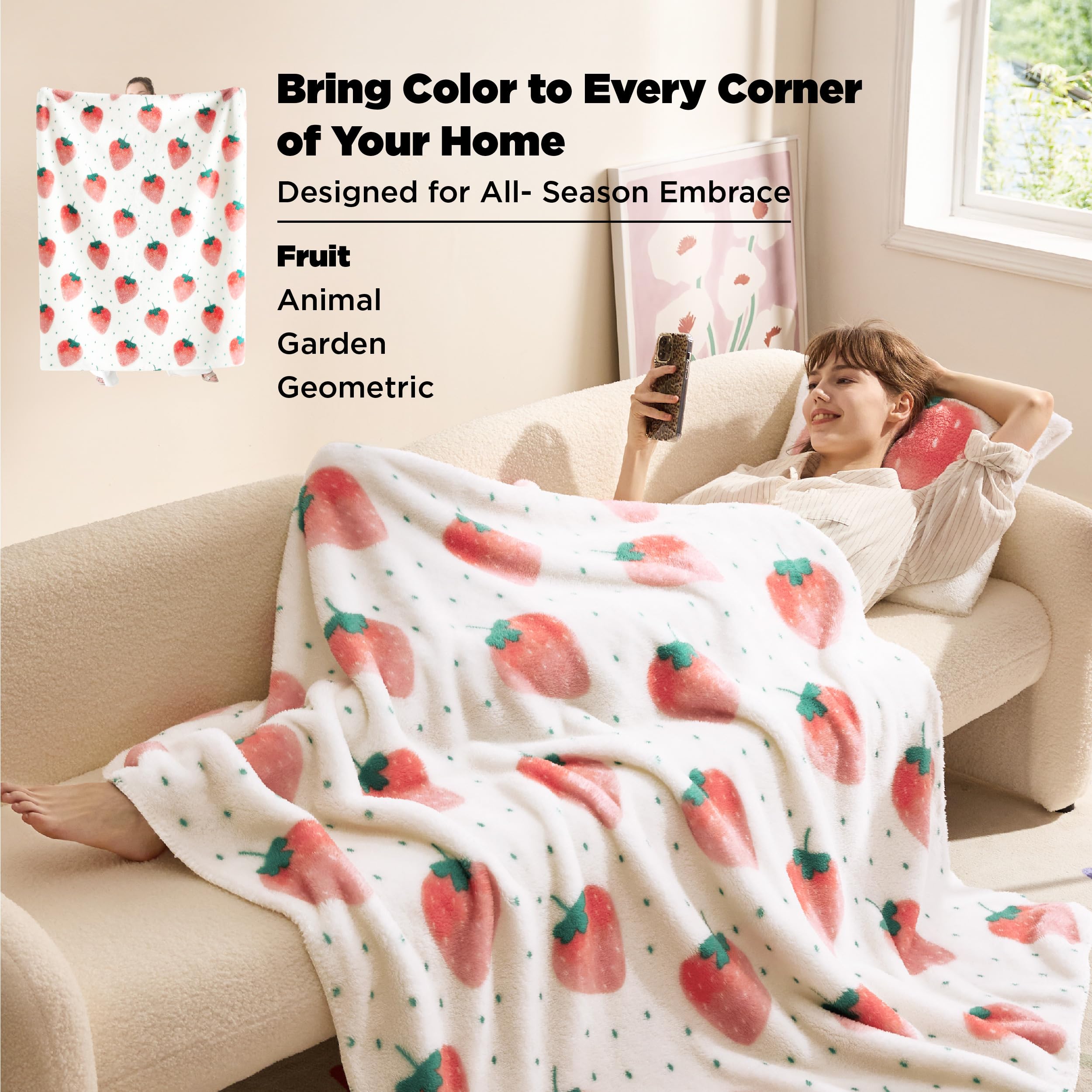 Foto 3 pulgar | Manta Bedsure Cute, Rosa Fresa, 150 X 200 Cm - Venta Internacional.