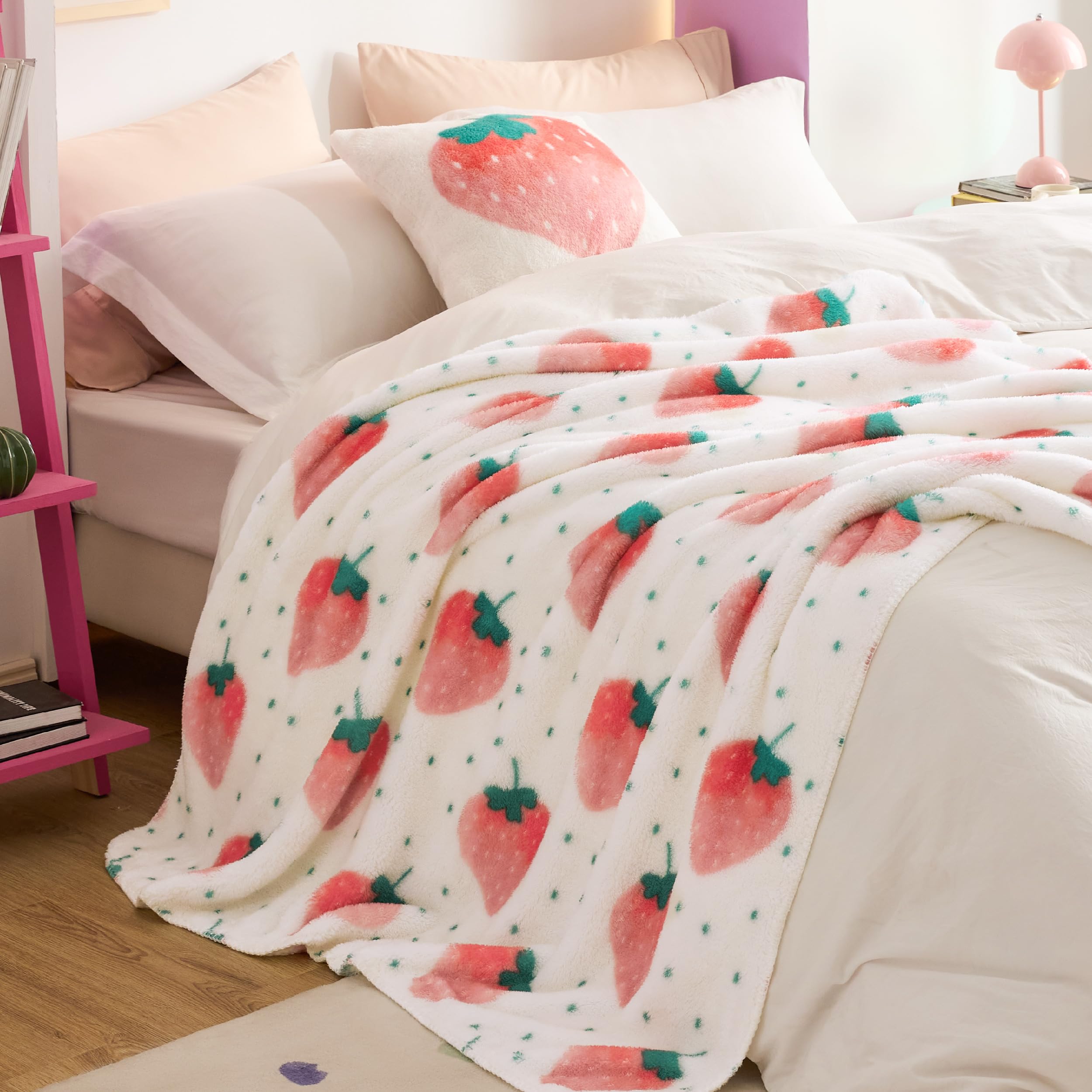 Foto 5 pulgar | Manta Bedsure Cute, Rosa Fresa, 150 X 200 Cm - Venta Internacional.