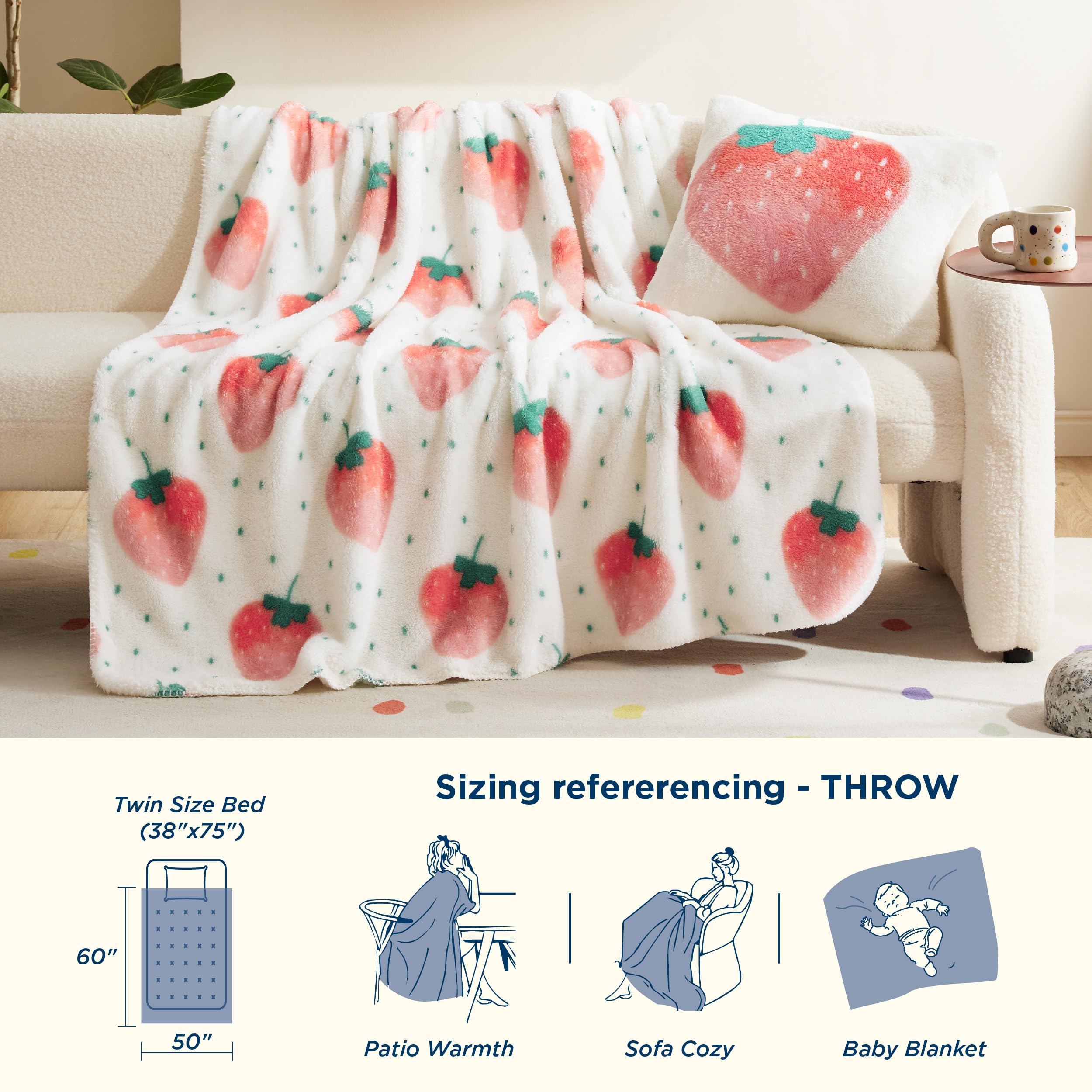 Foto 6 pulgar | Manta Bedsure Cute, Rosa Fresa, 150 X 200 Cm - Venta Internacional.