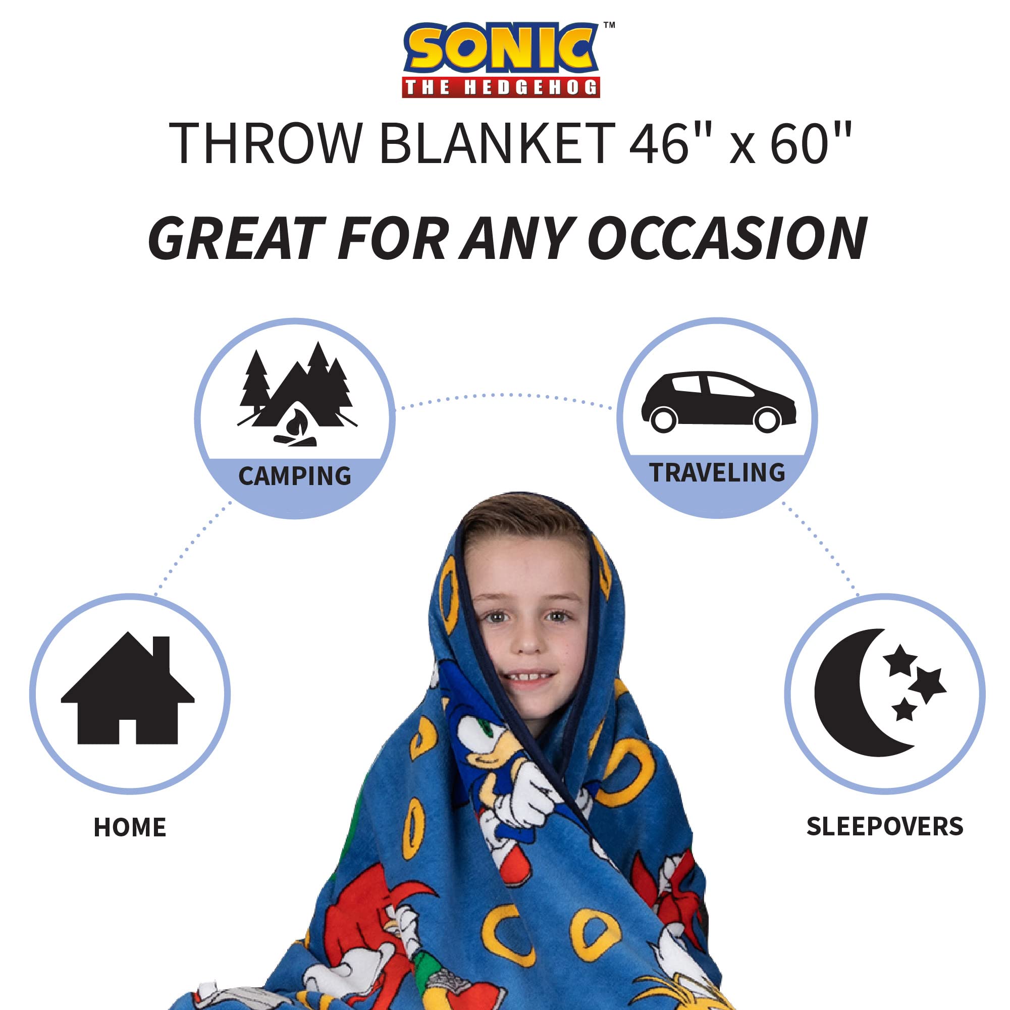 Foto 4 pulgar | Manta Franco Super Soft Plush De Sonic The Hedgehog - Venta Internacional.