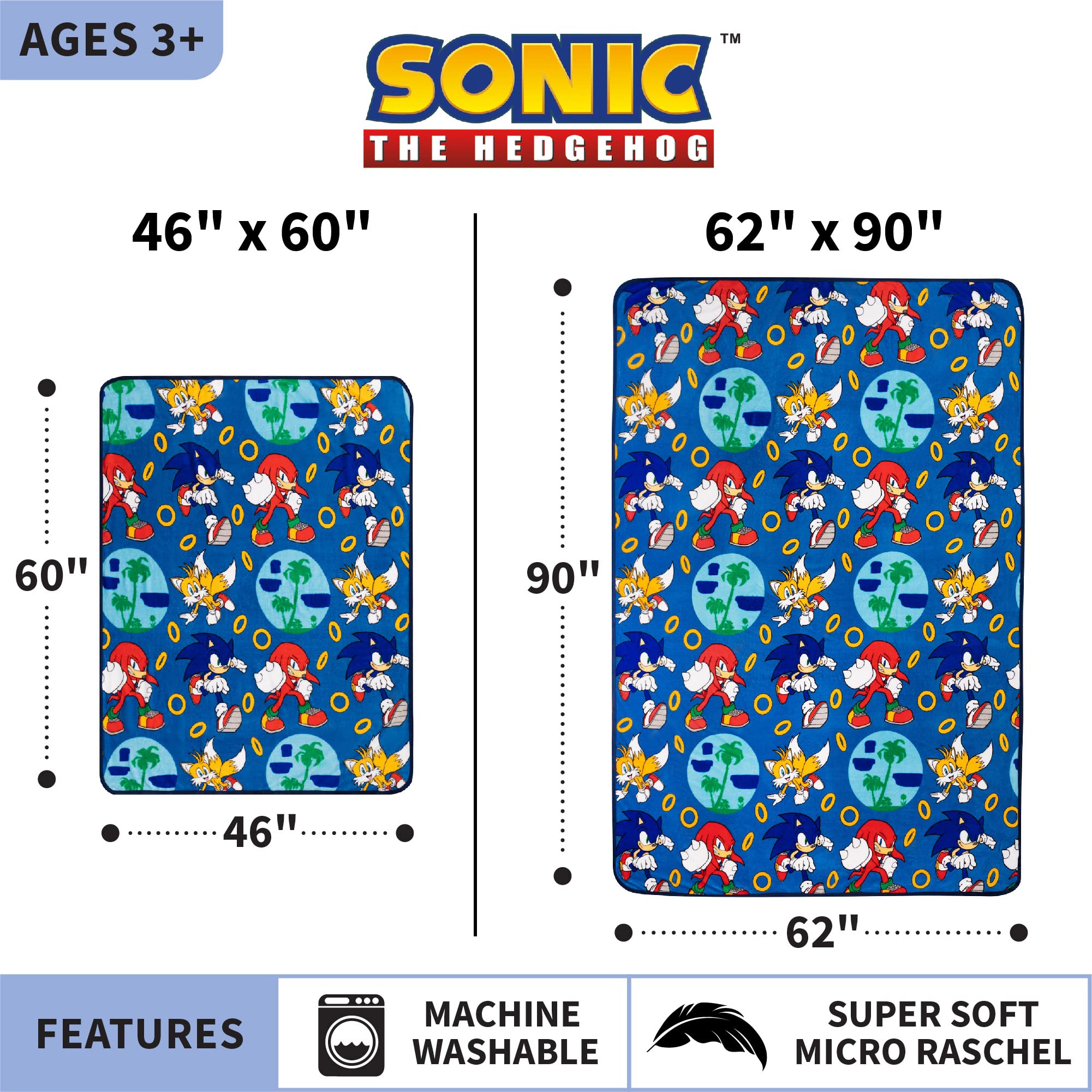 Foto 5 pulgar | Manta Franco Super Soft Plush De Sonic The Hedgehog - Venta Internacional.