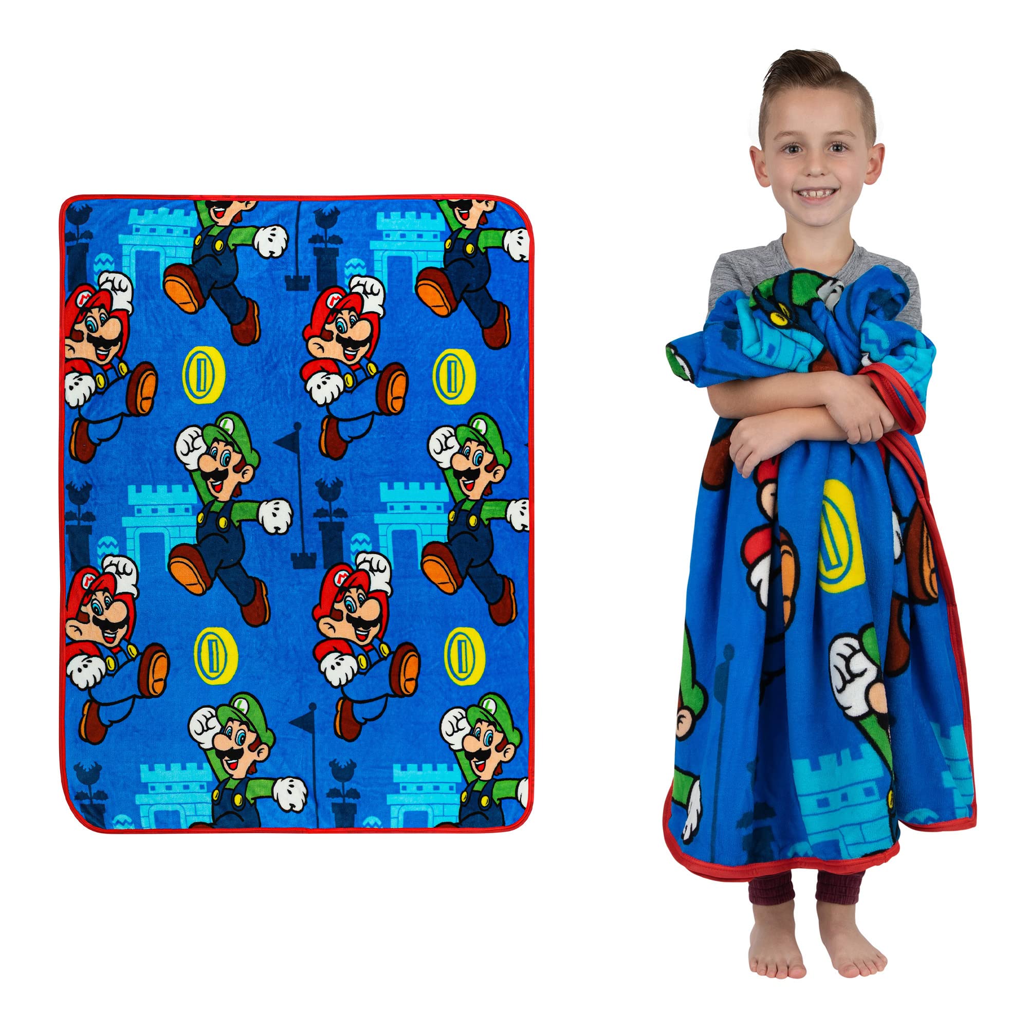 Foto 2 pulgar | Manta Franco Super Soft Plush Mario De 117 Cm X 152 Cm - Venta Internacional.