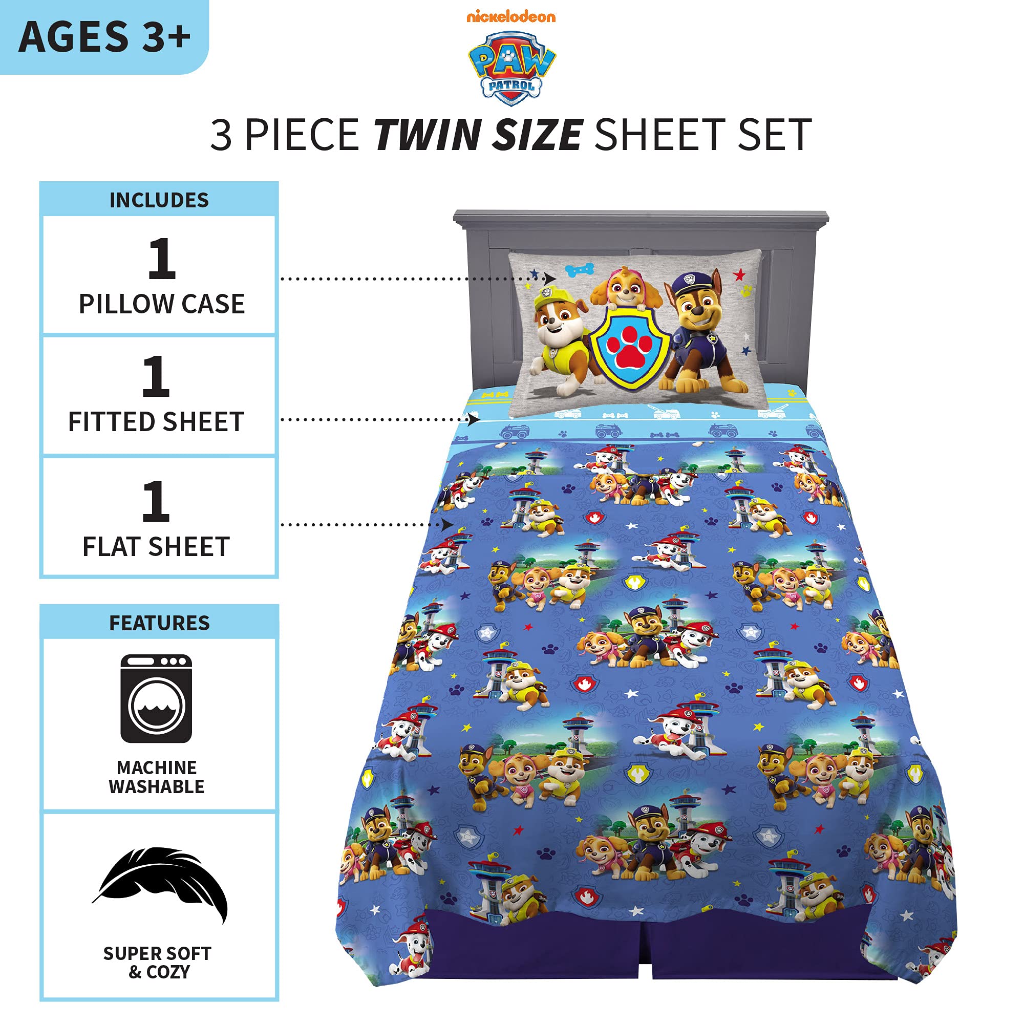 Foto 4 pulgar | Juego De Sábanas Franco Kids Bedding Twin Paw Patrol De Microfibra - Venta Internacional.