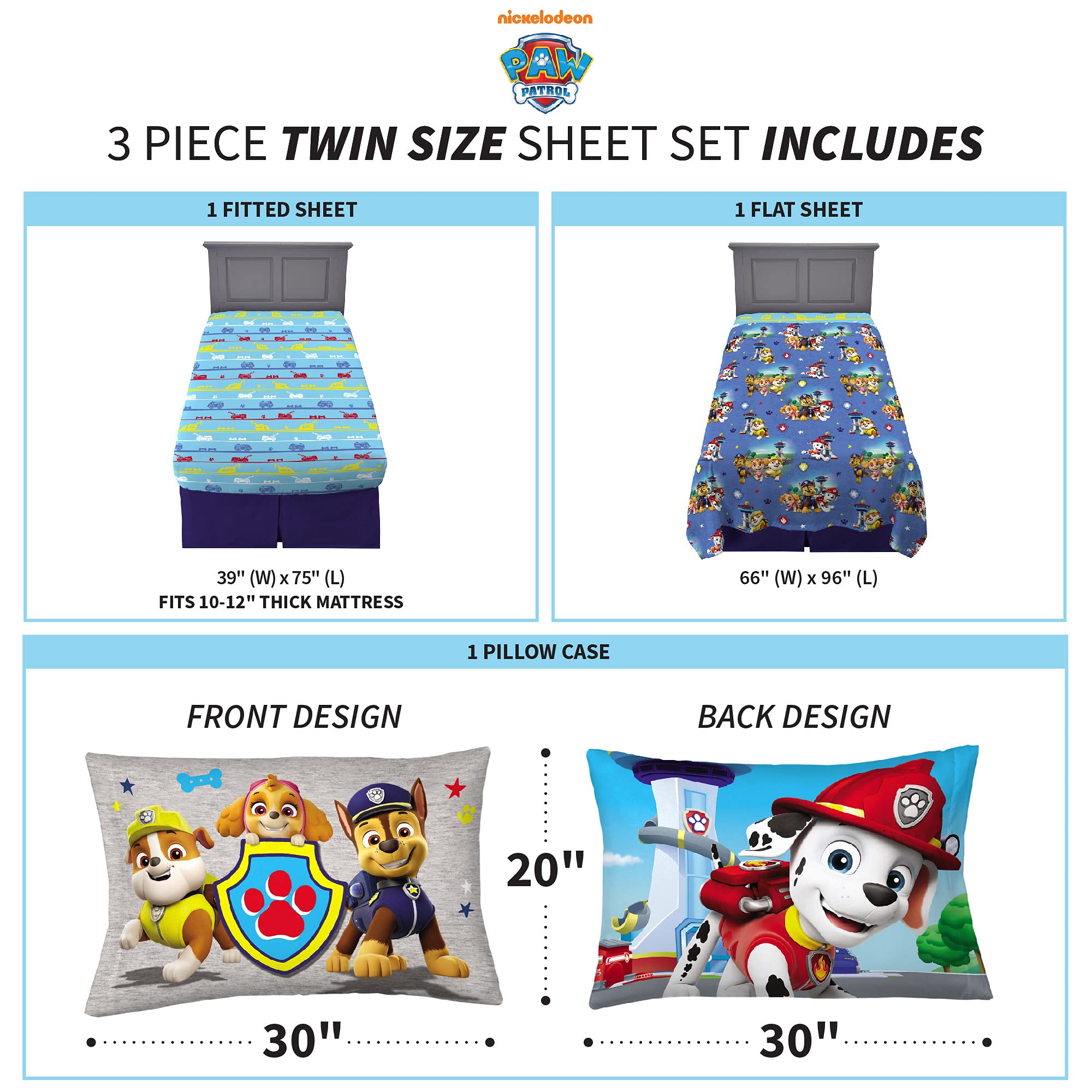 Foto 5 pulgar | Juego De Sábanas Franco Kids Bedding Twin Paw Patrol De Microfibra - Venta Internacional.