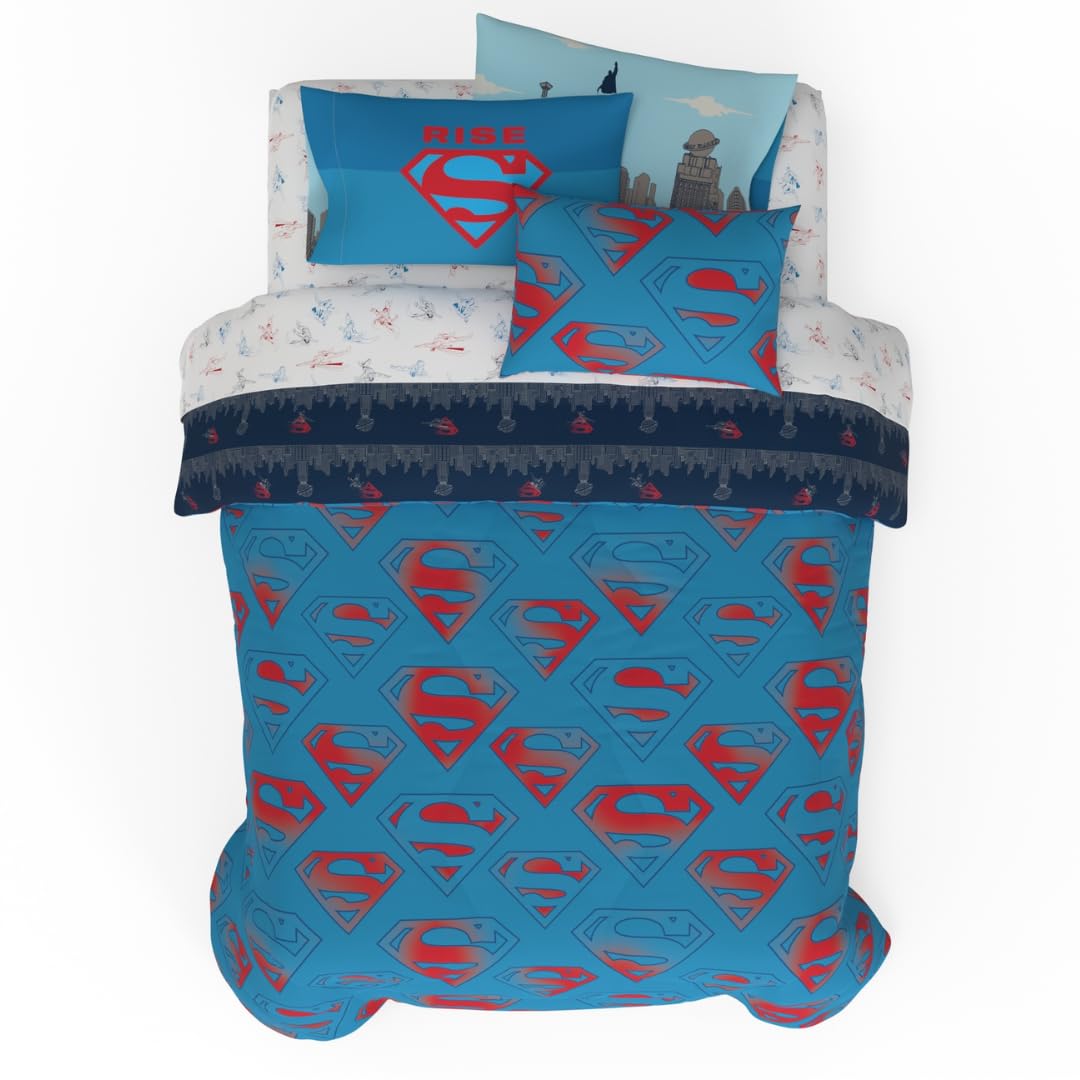 Foto 2 pulgar | Juego De Ropa De Cama Franco Superman Dc Comics Para Niños, Tamaño Completo, 7 Piezas - Venta Internacional.