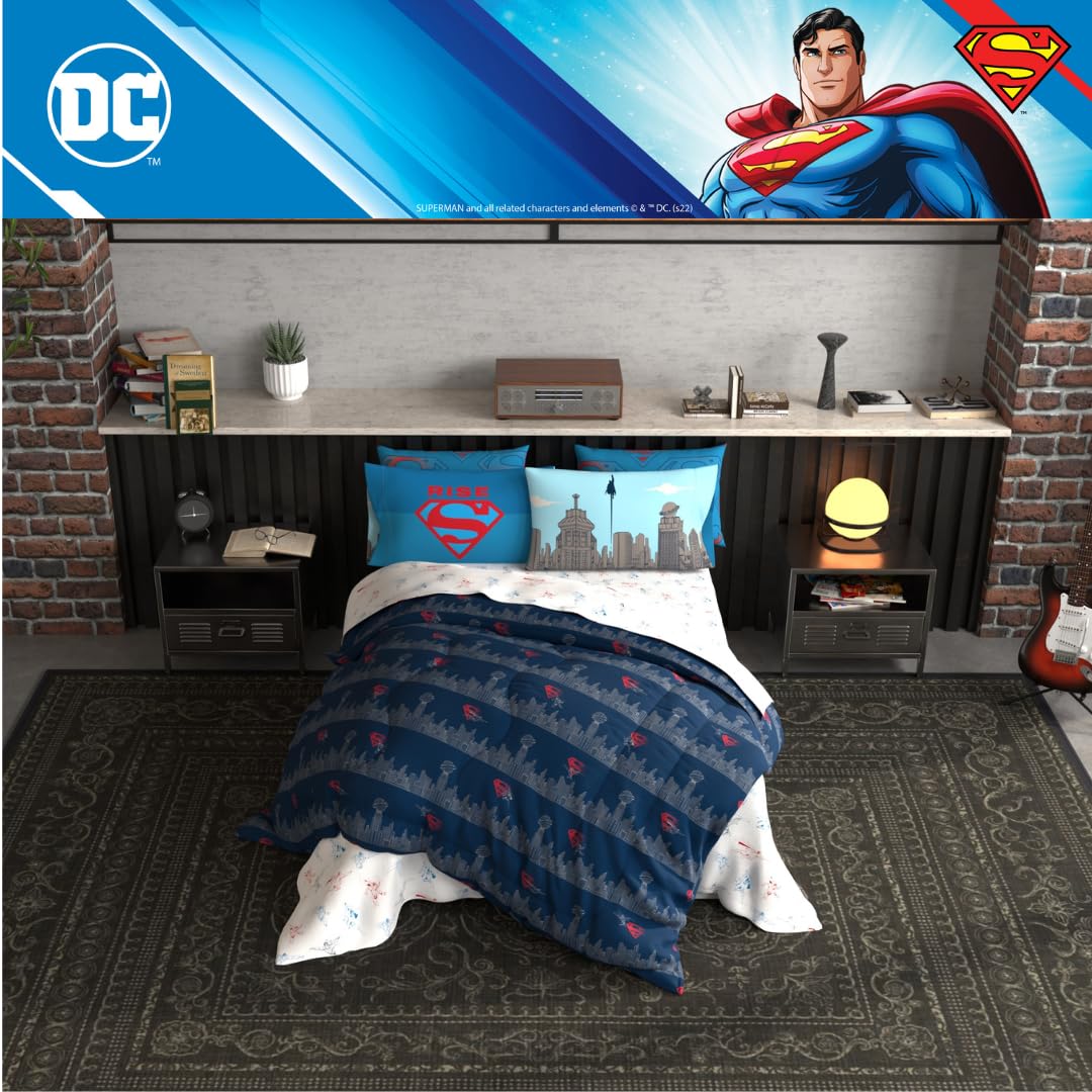 Foto 6 | Juego De Ropa De Cama Franco Superman Dc Comics Para Niños, Tamaño Completo, 7 Piezas - Venta Internacional.