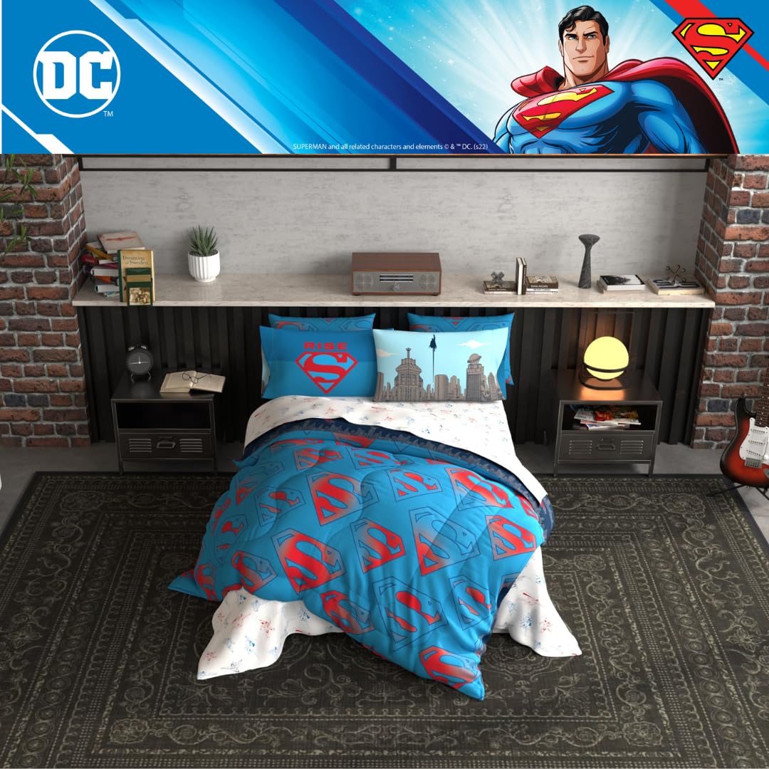 Foto 8 pulgar | Juego De Ropa De Cama Franco Superman Dc Comics Para Niños, Tamaño Completo, 7 Piezas - Venta Internacional.