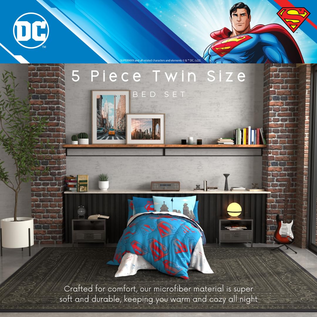 Foto 4 pulgar | Juego De Ropa De Cama Franco Superman Dc Comics Para Niños, Tamaño Doble - Venta Internacional.