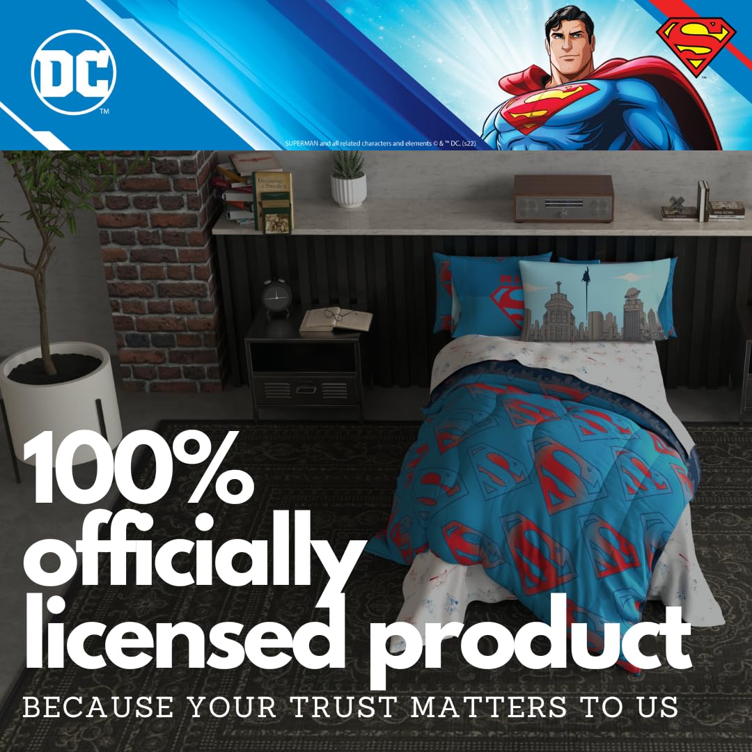 Foto 6 pulgar | Juego De Ropa De Cama Franco Superman Dc Comics Para Niños, Tamaño Doble - Venta Internacional.