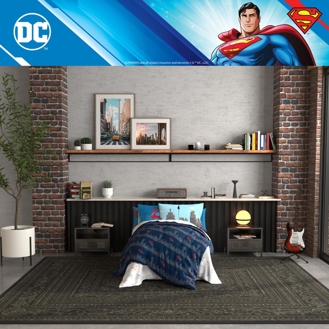 Foto 7 pulgar | Juego De Ropa De Cama Franco Superman Dc Comics Para Niños, Tamaño Doble - Venta Internacional.